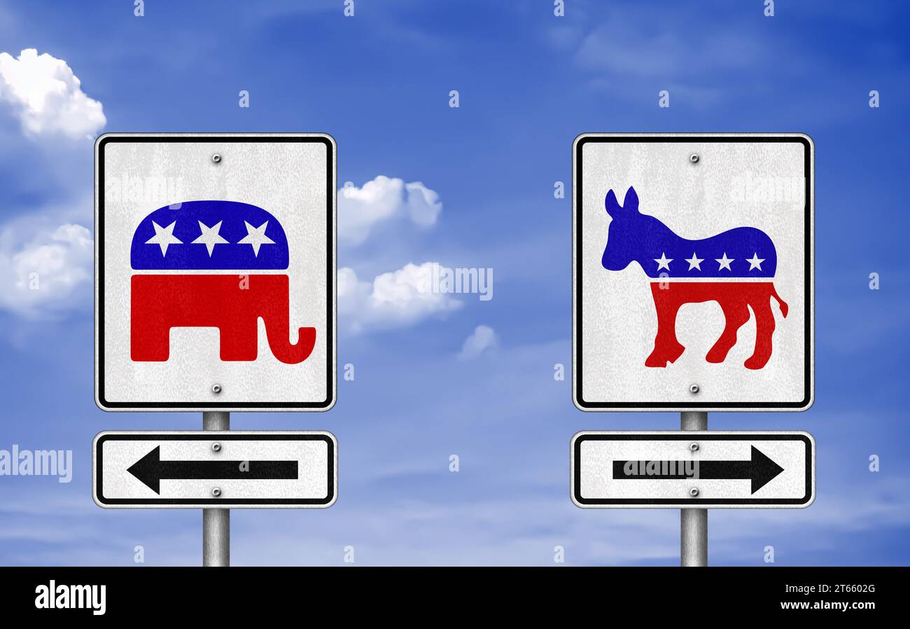 Logo der Republikanischen und Demokratischen Partei, USA-Wahl Stockfoto