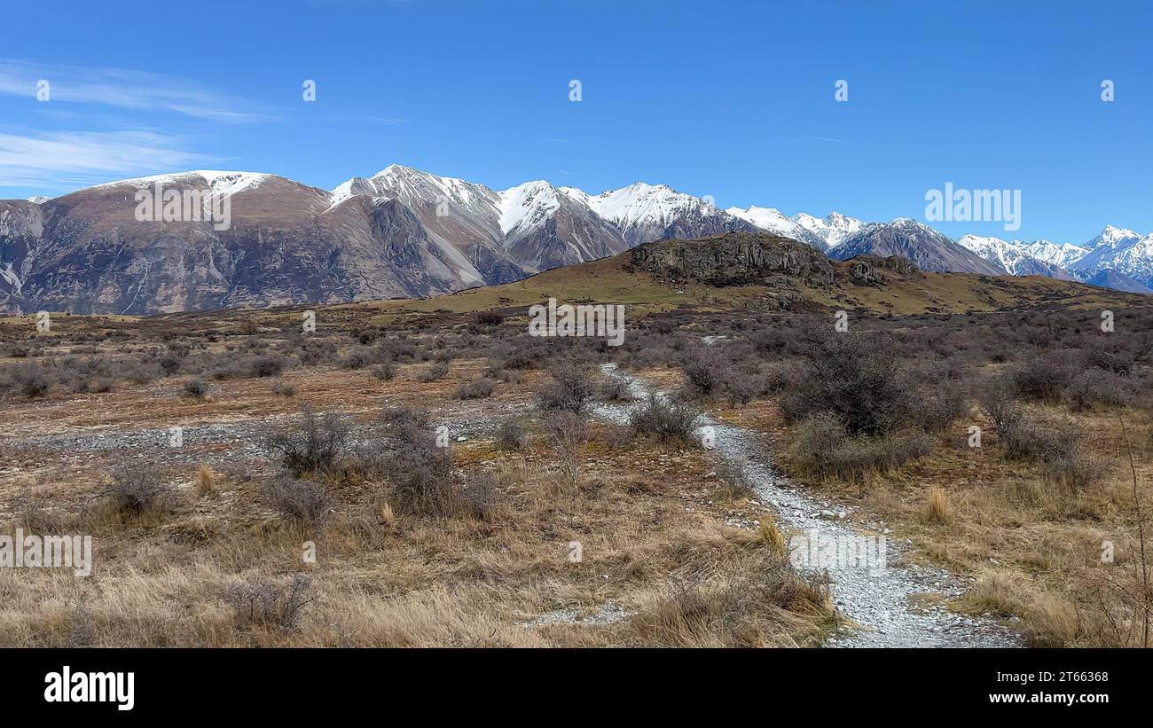 Mount Sunday, Heimstadion von Edoras im Film der Herr der Ringe im Hakatere Conservation Park Stockfoto
