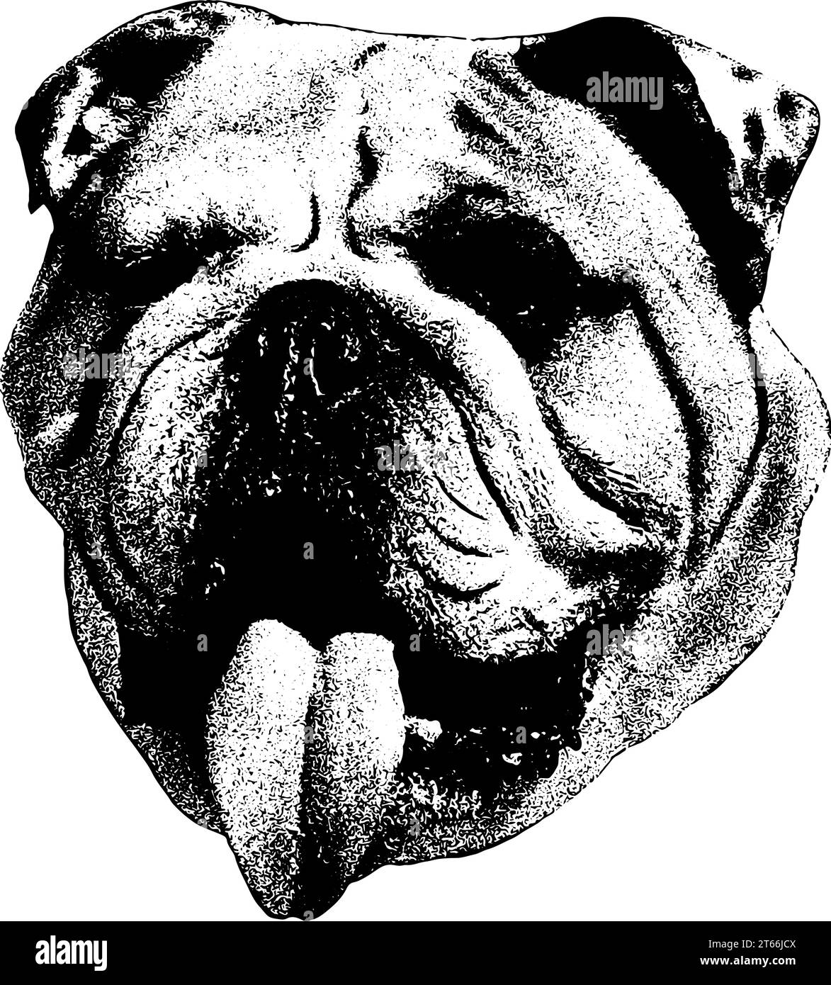 Englisches Bulldog-Porträt in Schwarz, isoliert Stock Vektor