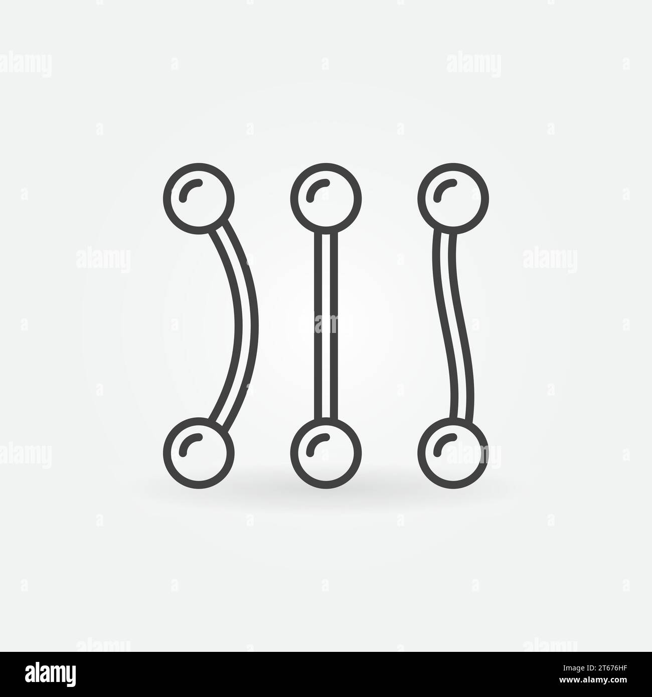 Minimales Symbol oder Designelement in dünner Linienart mit durchdringendem Hantelvektor Stock Vektor