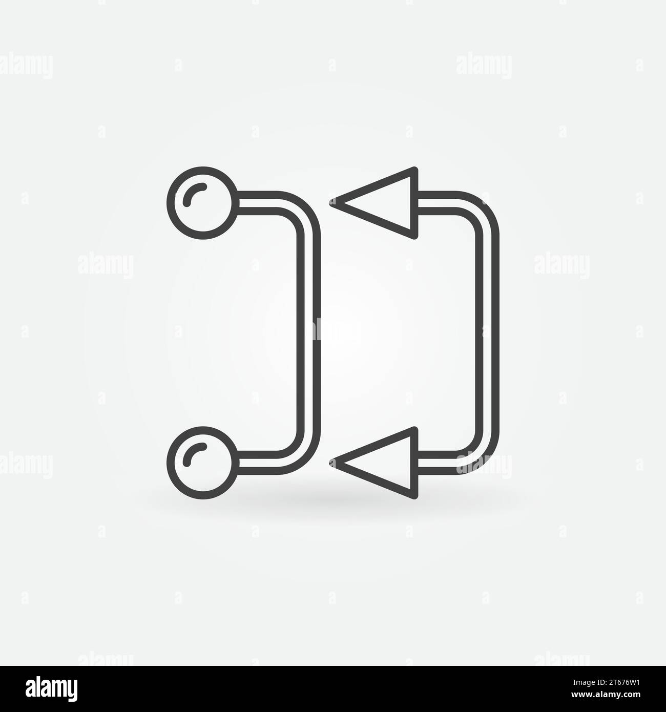 Zwei durchdringende gebogene Langhanteln Konzept Kontur Vektor-Symbol oder Symbol Stock Vektor