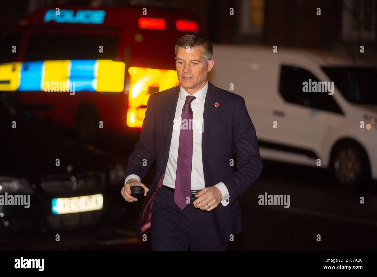 London, England, Großbritannien. November 2023. Der Verkehrsminister MARK HARPER wird vor der morgendlichen Medienrunde in Westminster gesehen. (Kreditbild: © Tayfun Salci/ZUMA Press Wire) NUR REDAKTIONELLE VERWENDUNG! Nicht für kommerzielle ZWECKE! Stockfoto