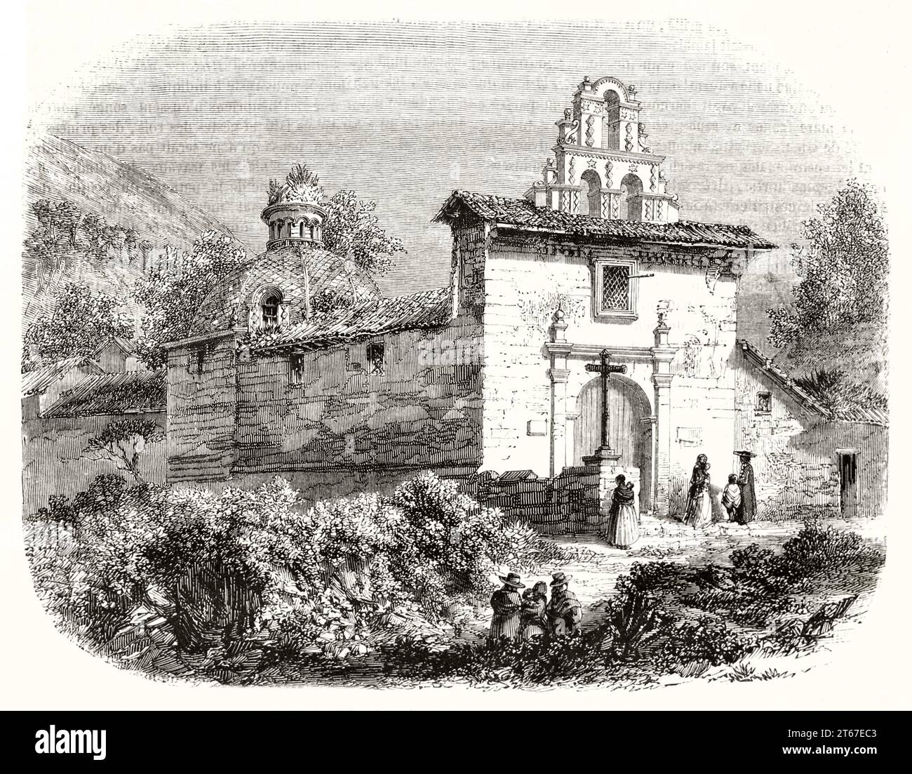 Alte Aussicht auf die Chapelle du Vol, Quito, Ecuador. Von Charton, publ. Auf Magasin Pittoresque, Paris, 1851 Stockfoto