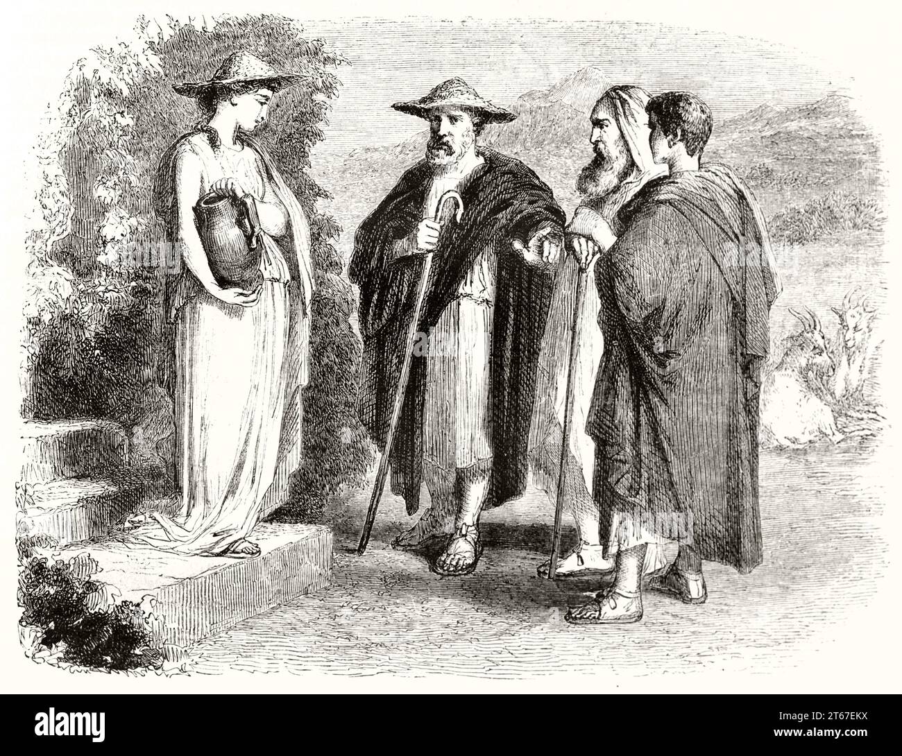 Illustration von Galliern, wie sie in L’Arcadie von J.H. Bernardin de Saint-Pierre beschrieben wird. Von Johannot, publ. Auf Magasin Pittoresque, Paris, 1851 Stockfoto