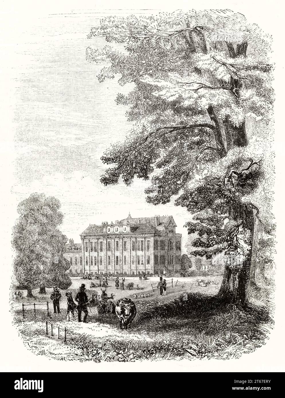 Alte Aussicht auf Kensington Palace, London. Nach Bellangé, publ. Auf Magasin Pittoresque, Paris, 1851 Stockfoto