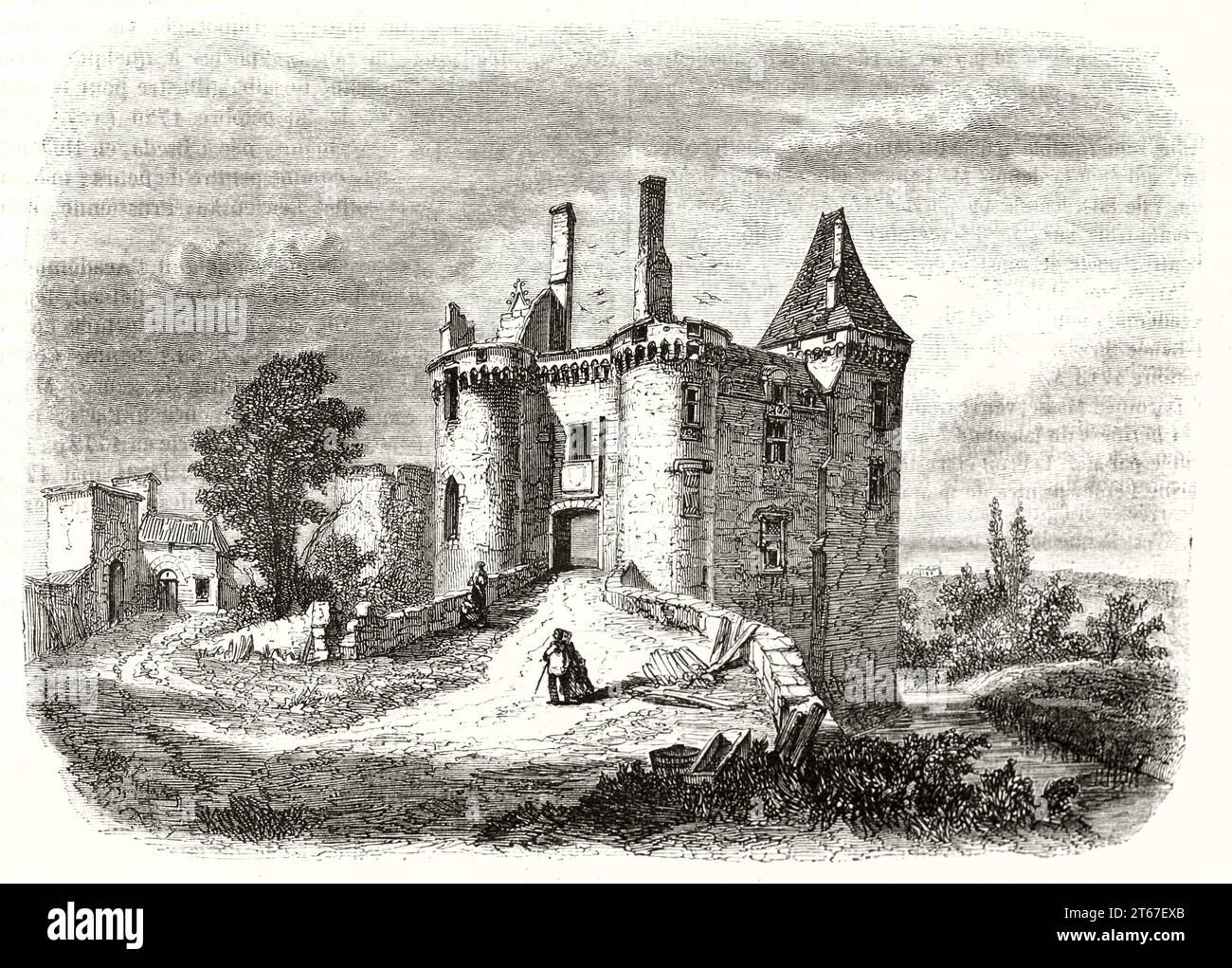 Alte Ansicht des Chateau de Mareuil, Dordogne, Frankreich. Von Drouyn, Publ. Auf Magasin Pittoresque, Paris, 1851 Stockfoto