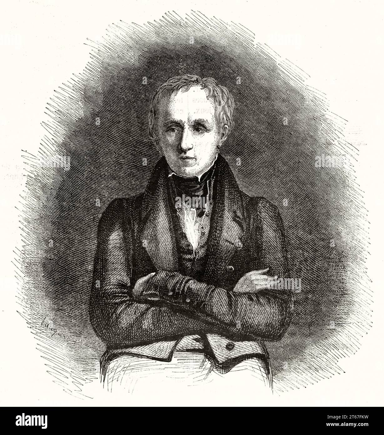 Altes Porträt von William Wordsworth (1770–1850), englischer Dichter. Vom unbekannten Autor, publ. Auf Magasin Pittoresque, Paris, 1851 Stockfoto