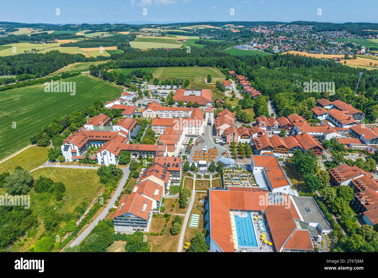 Blick auf das Kurzentrum Bad Griesbach im niederbayerischen Kurdreieck Stockfoto