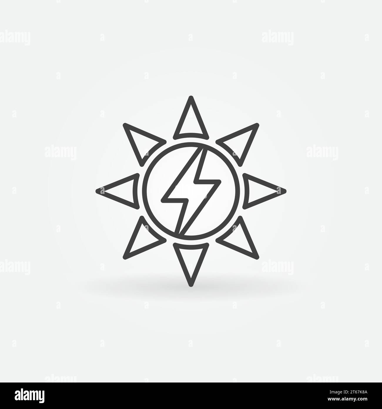 Sonnen- oder Sonnenenergie-Symbol - Vektor einfaches Konzeptsymbol oder Designelement in dünner Linie Stock Vektor