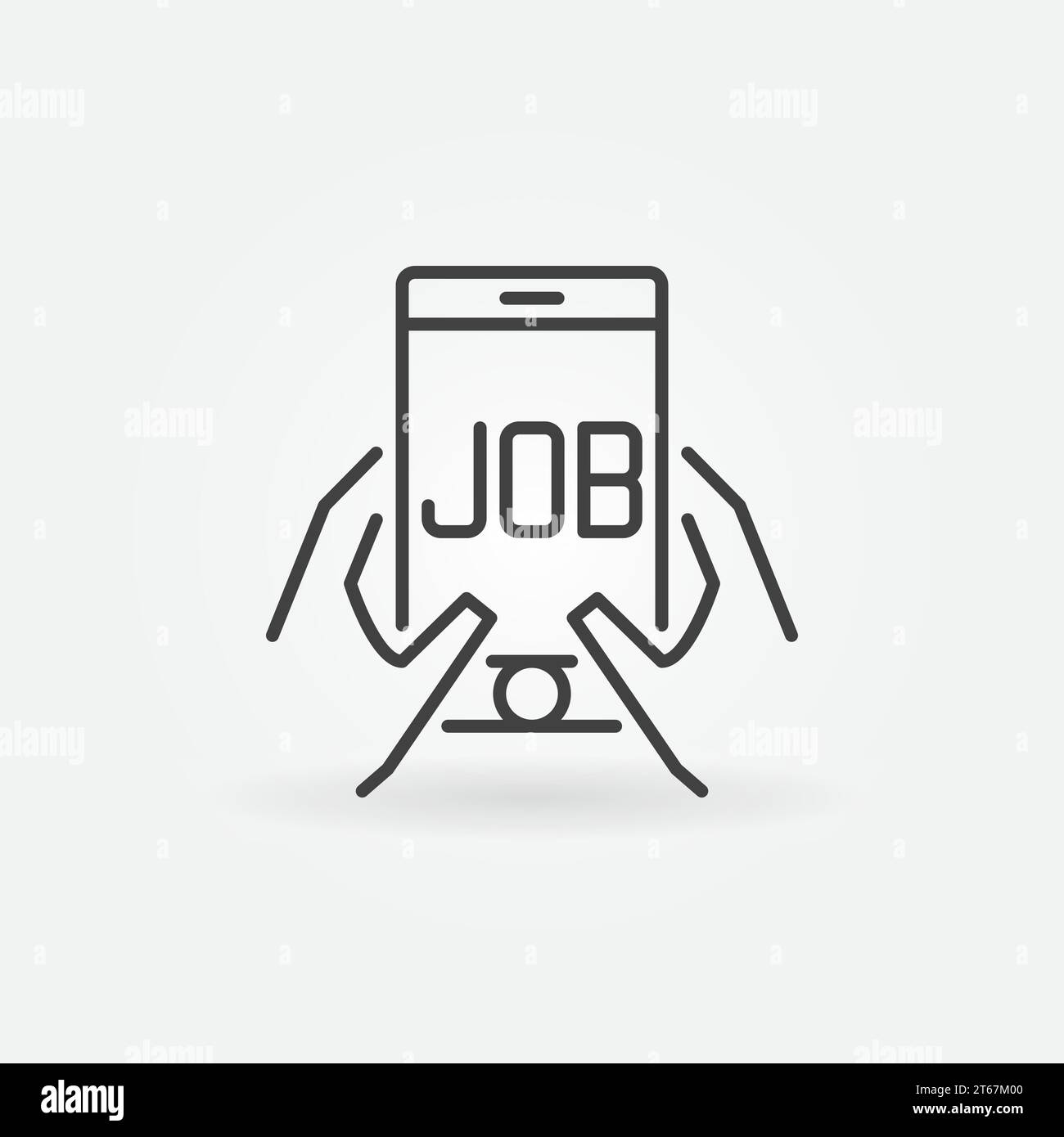 Job in Smartphone-Symbol – Vektorsuche nach Jobkonzeptsymbol oder Designelement in dünner Linie Stock Vektor