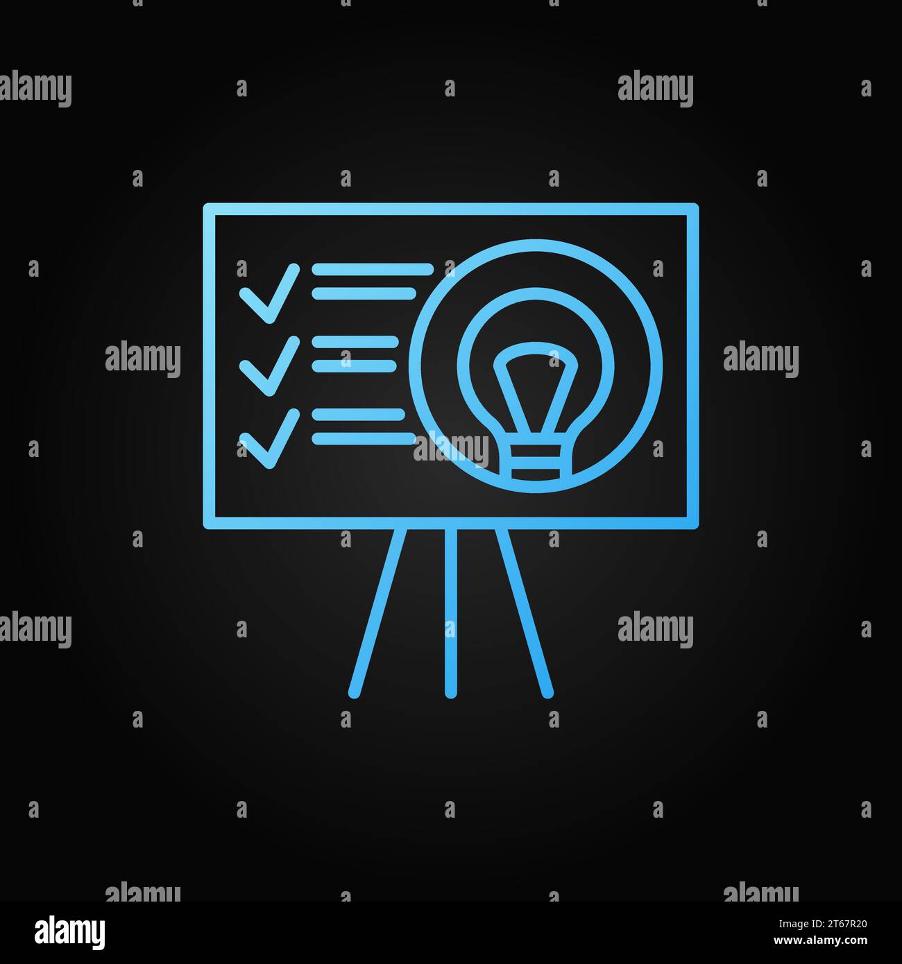 Blaues Symbol der Präsentation – Vektor-Startup-Präsentation Context-Zeichen auf dunklem Hintergrund Stock Vektor