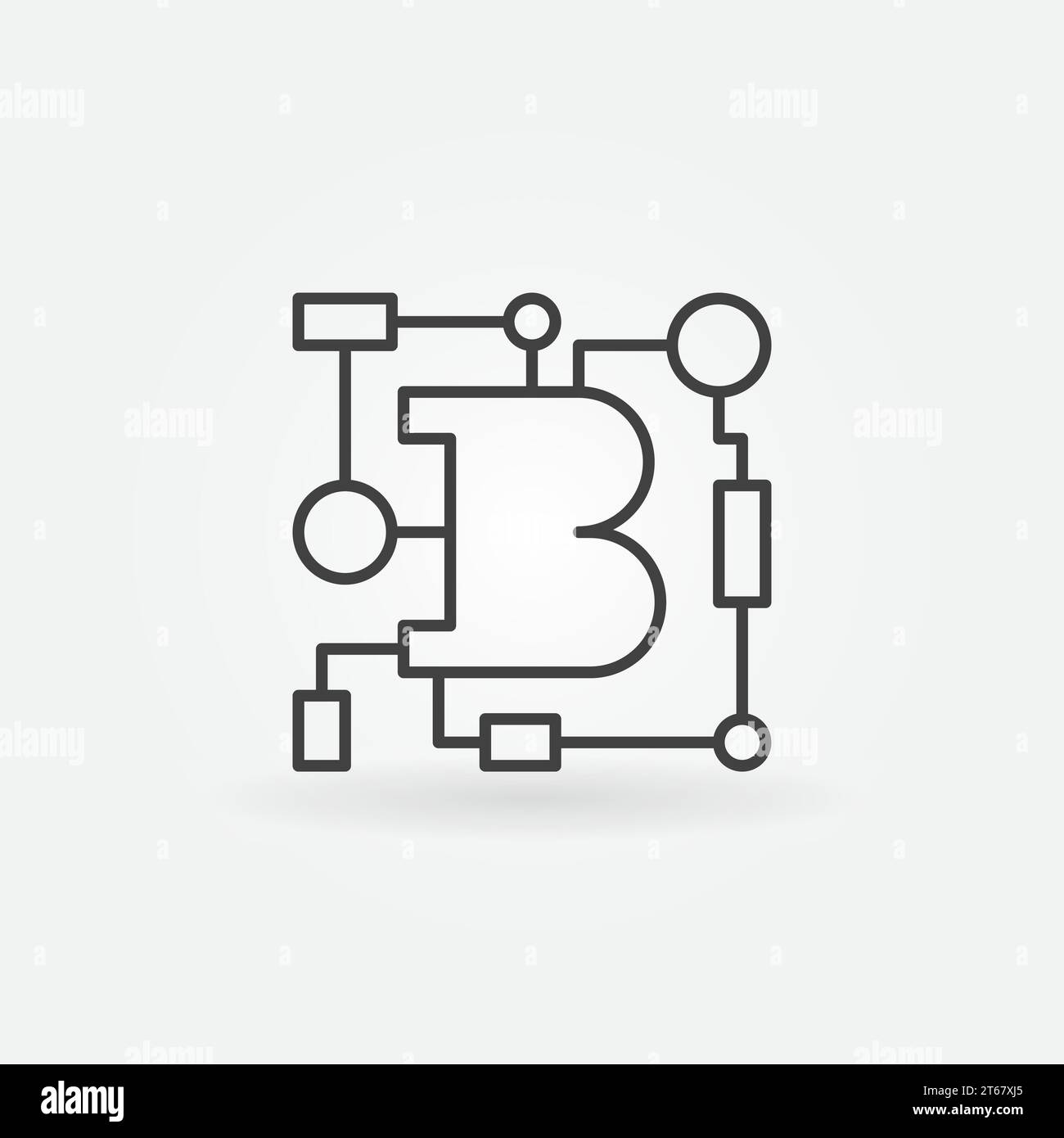 Blockchain-Technologie Vektor-Kontur Konzept Logo-Element oder -Symbol Stock Vektor