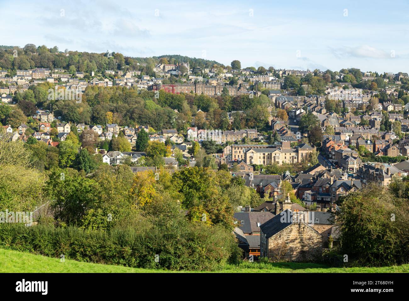 Ein Blick auf Matlock, die Kreisstadt Derbyshire, England Stockfoto