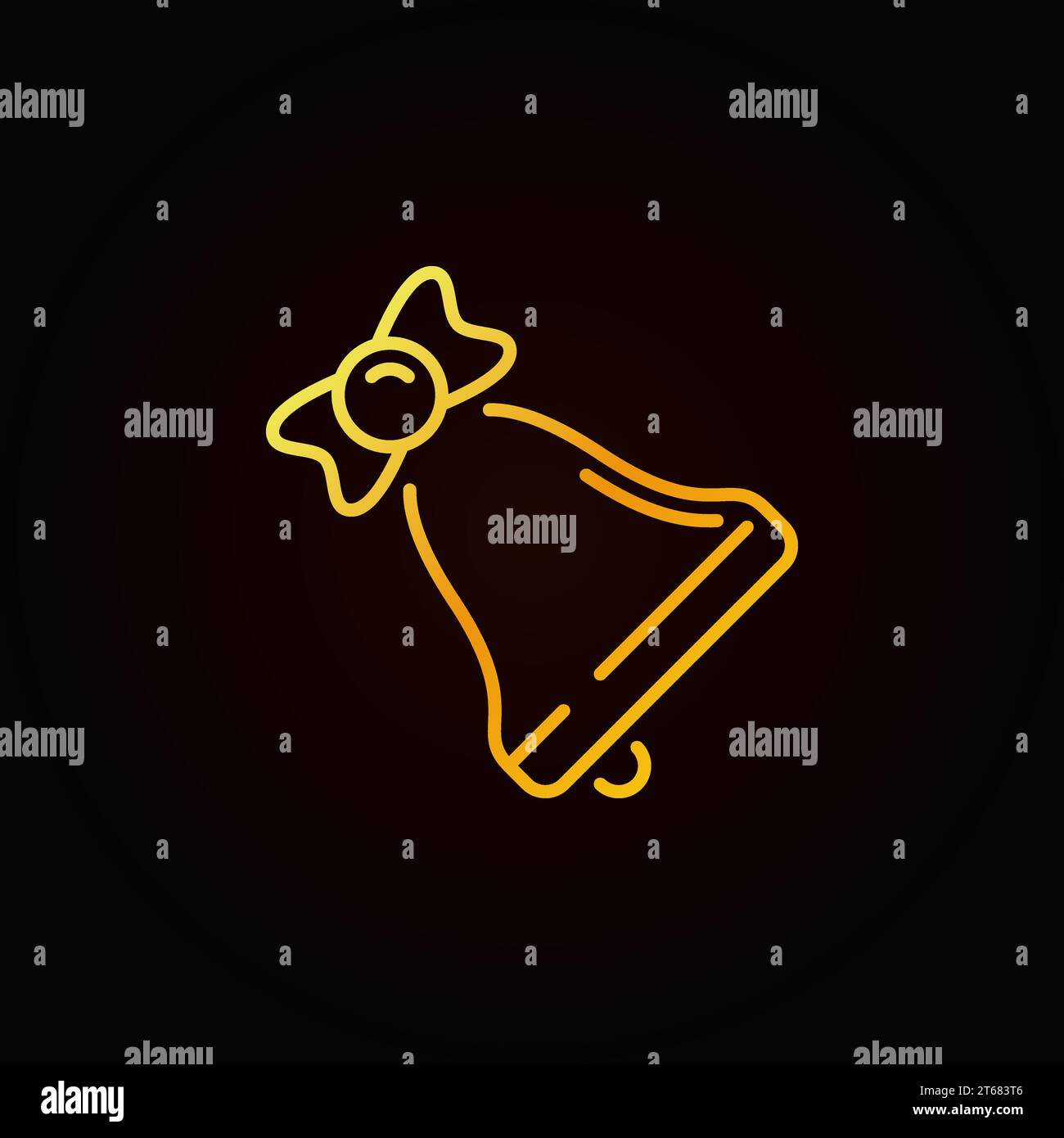 Weihnachtsglocke gelbes Liniensymbol oder Symbol auf dunklem Hintergrund Stock Vektor