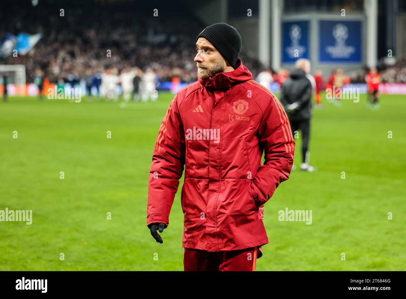 Kopenhagen, Dänemark. November 2023. Christian Eriksen von Manchester United wurde nach dem Spiel der UEFA Champions League zwischen dem FC Kopenhagen und Manchester United in Parken in Kopenhagen gesehen. (Foto: Gonzales Photo/Alamy Live News Stockfoto