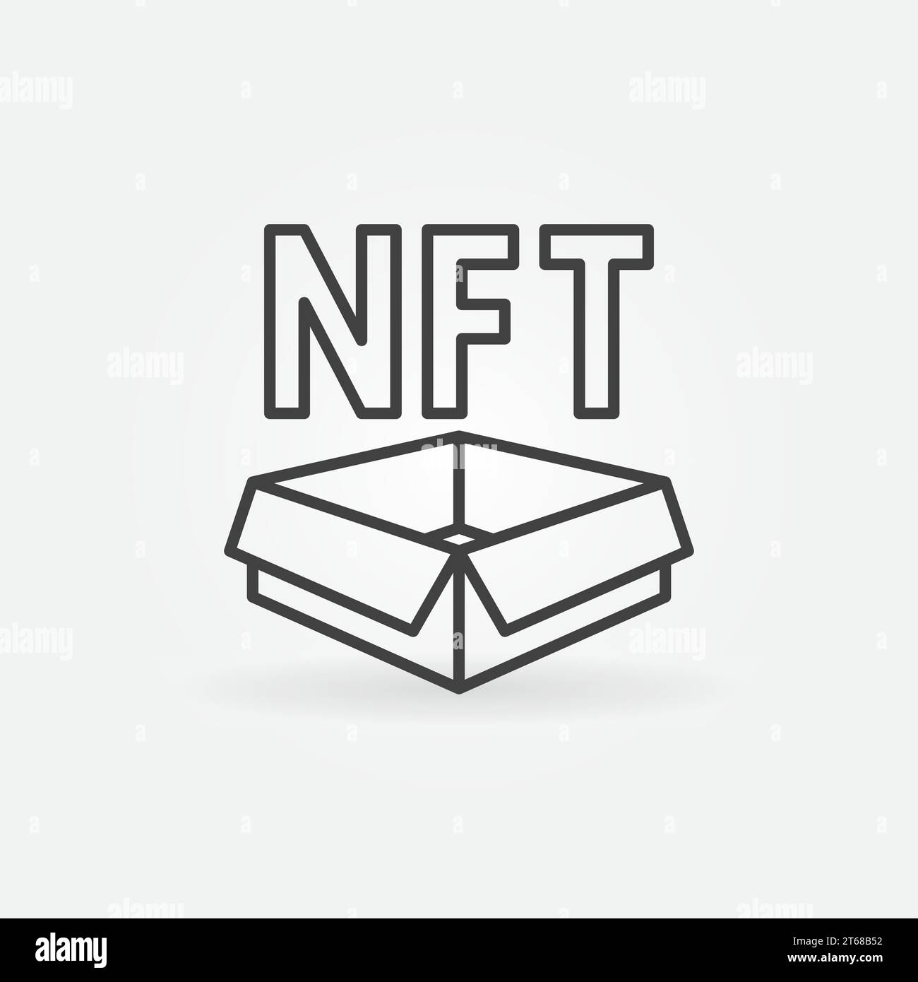 Karton mit NFT-Konturvektorkonzept-Symbol oder Designelement Stock Vektor