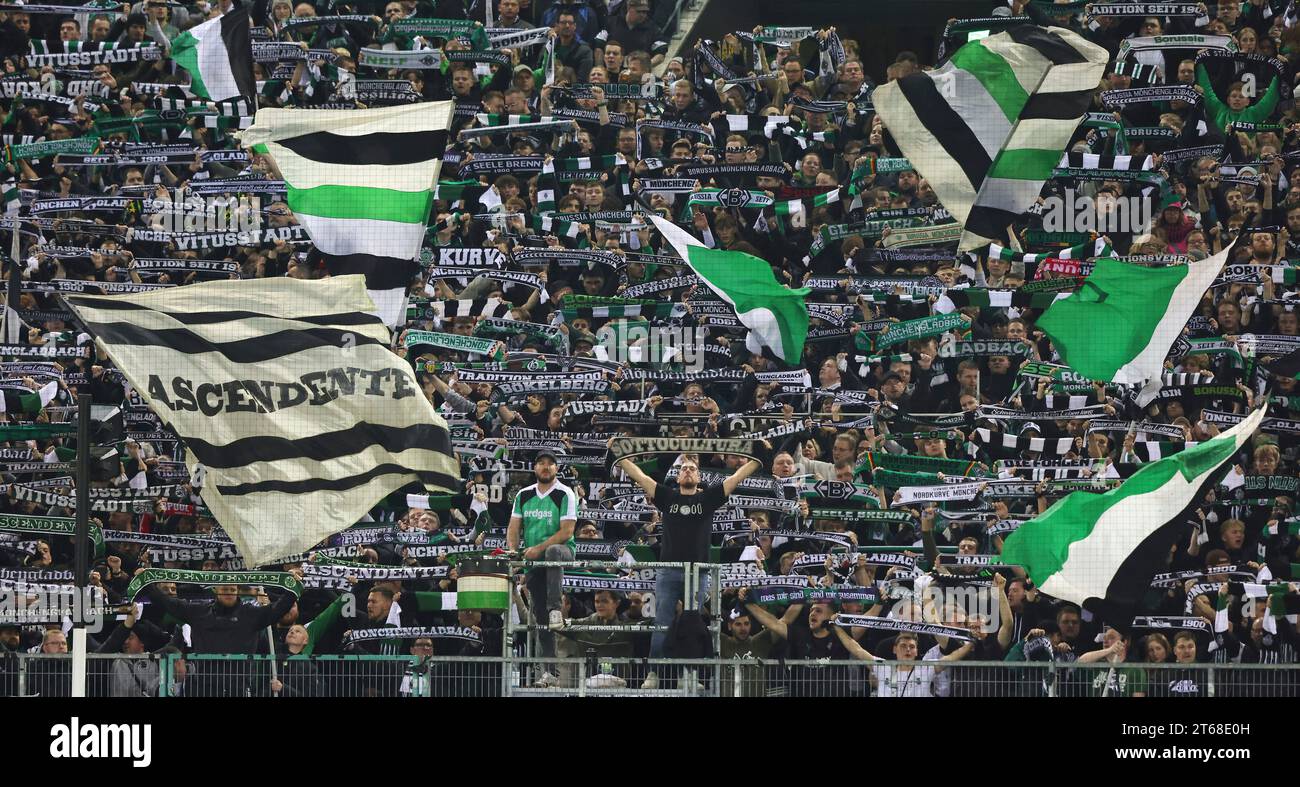 firo: 31. Oktober 2023, Fußball, DFB-Cup, Saison 2023/2024, 2. Hauptrunde, Borussia Mönchengladbach, Gladbach - 1.FC Heidenheim 1846 3:1 Fans Gladbach Stockfoto