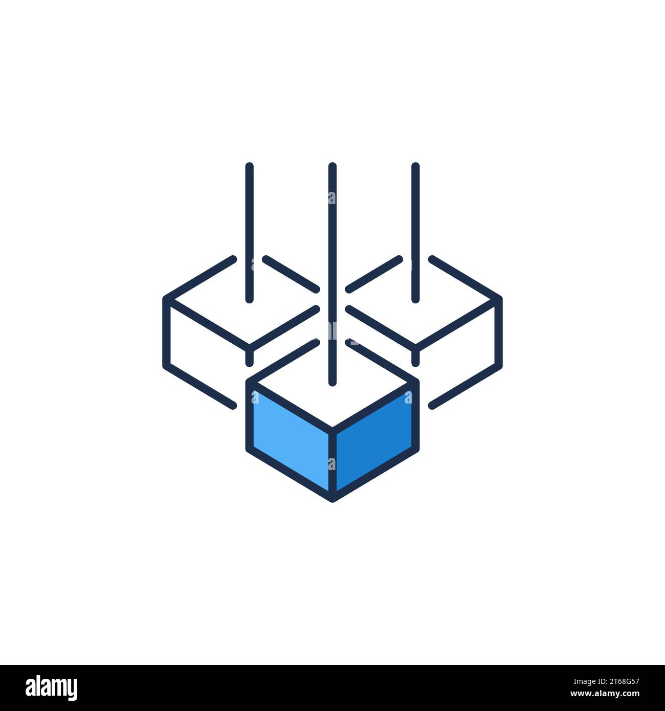 Blaues Symbol Block-Chain-Vektor-Konzept. Blockchain Crypto farbiges Symbol mit 3 Blöcken Stock Vektor