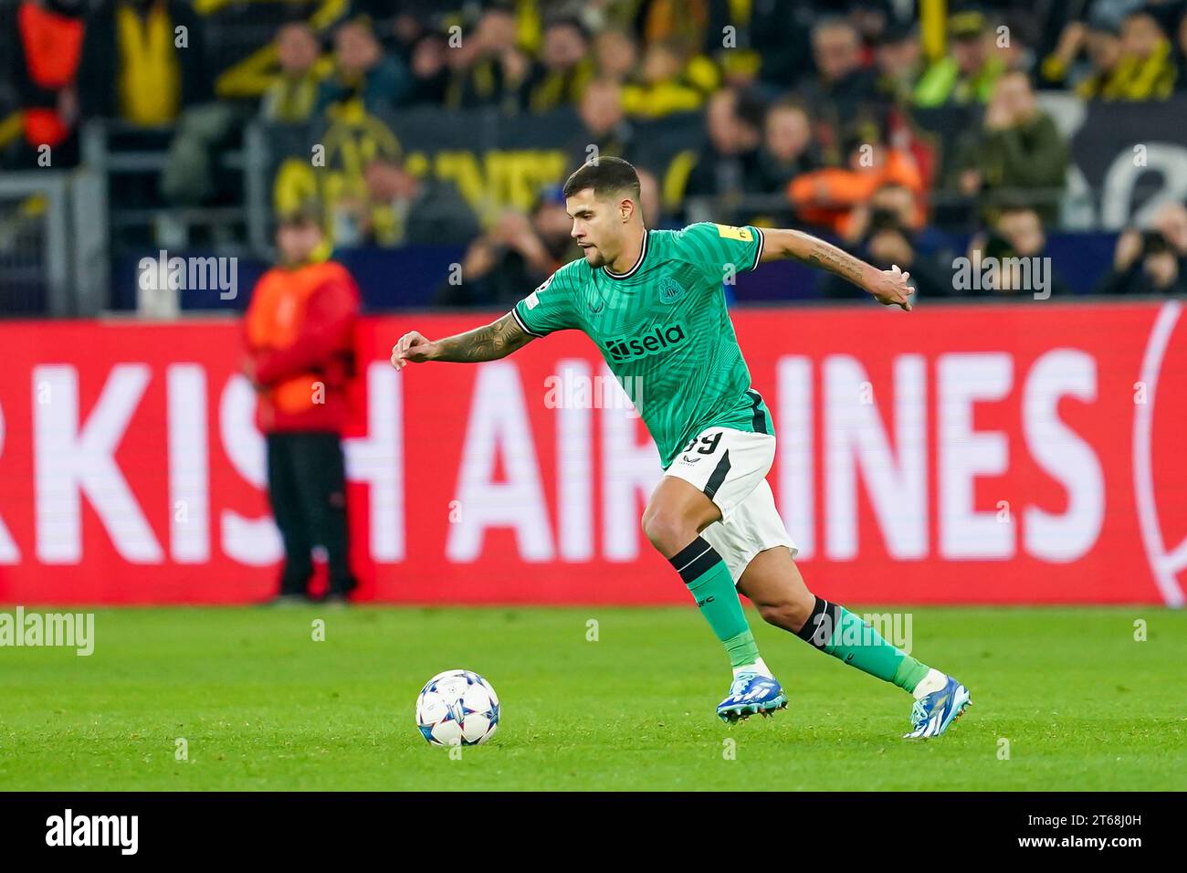 Dortmund, 7. November 2023: Bruno Guimaraes (39 Newcastle) kontrolliert den Ball während des UEFA Champions League Gruppe F Fußballspiels zwischen Borussia Dortmund und Newcastle United im Signal Iduna Park in Dortmund. (Daniela Porcelli/SPP) Credit: SPP Sport Press Photo. /Alamy Live News Stockfoto