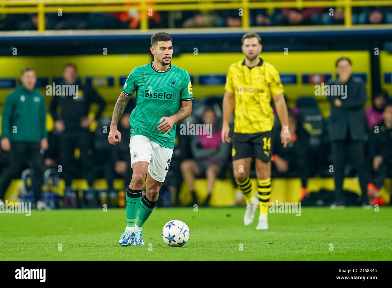 Dortmund, 7. November 2023: Bruno Guimaraes (39 Newcastle) beim Fußball-Spiel der UEFA Champions League Gruppe F zwischen Borussia Dortmund und Newcastle United im Signal Iduna Park in Dortmund. (Daniela Porcelli/SPP) Credit: SPP Sport Press Photo. /Alamy Live News Stockfoto