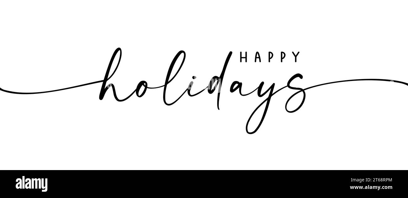 Ein kalligraphischer Satz Happy Holidays. Moderne Vektorpostkarte. Text-Illustration für Weihnachten und Neujahr isoliert auf weiß. Handschrift Stock Vektor