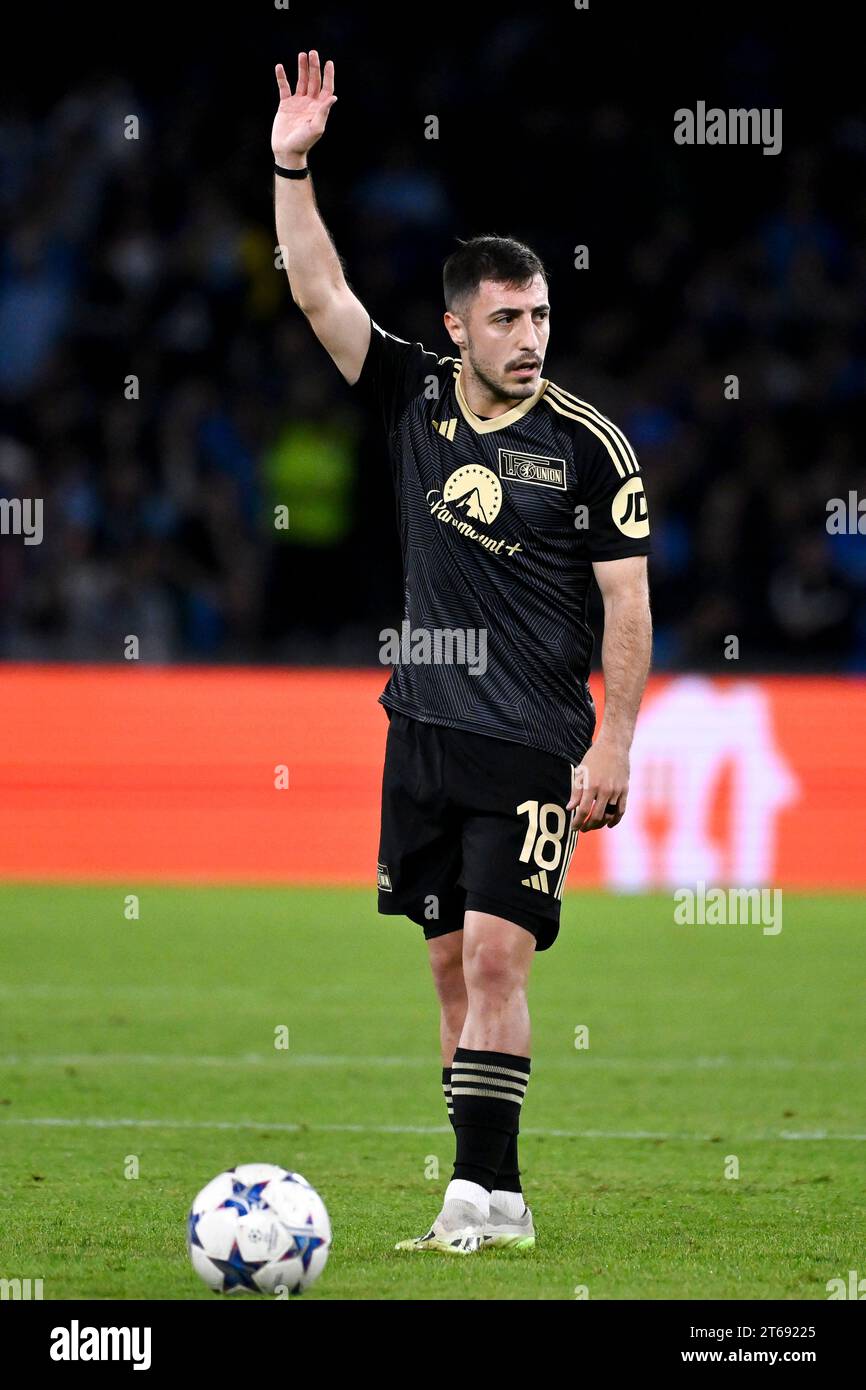 Josip Juranovic vom FC Union Berlin während des Champions League Group C Fußballspiels zwischen SSC Napoli und FC Union Berlin im Diego Armando Maradona Stadion in Neapel (Italien) am 8. November 2023. Stockfoto