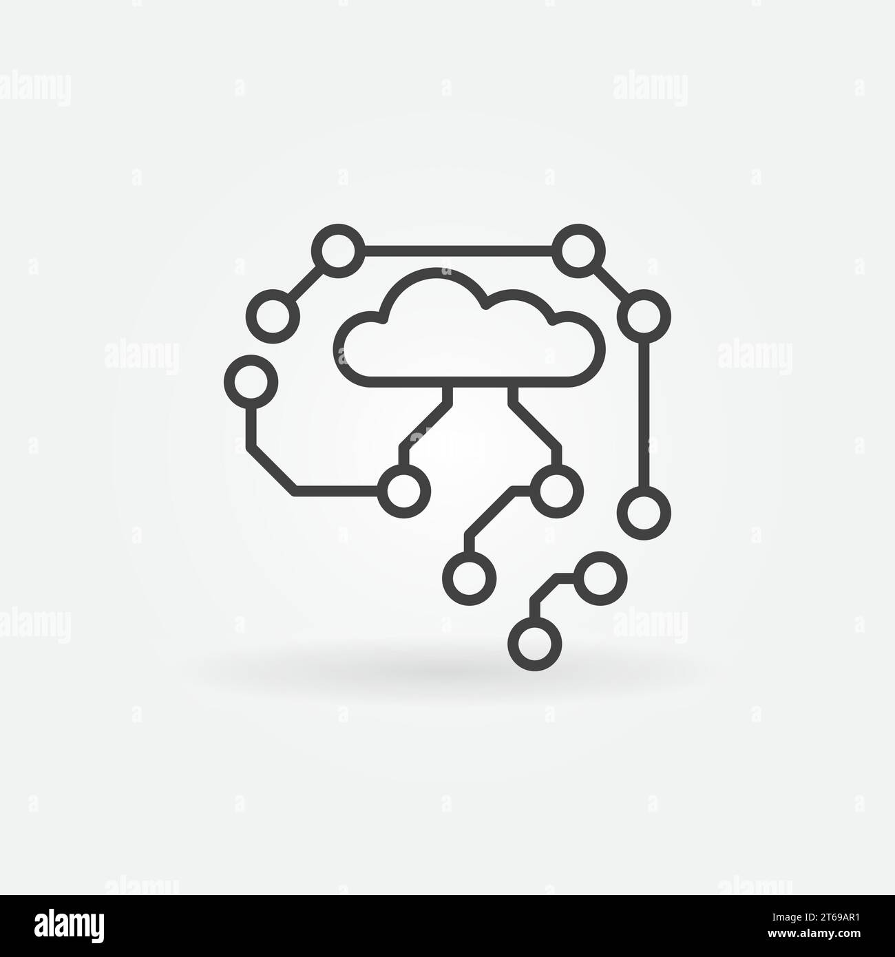 KI Cyberbrain Outline Symbol - Vektor künstliche Intelligenz Gehirn Konzept dünne Linie Symbol Stock Vektor