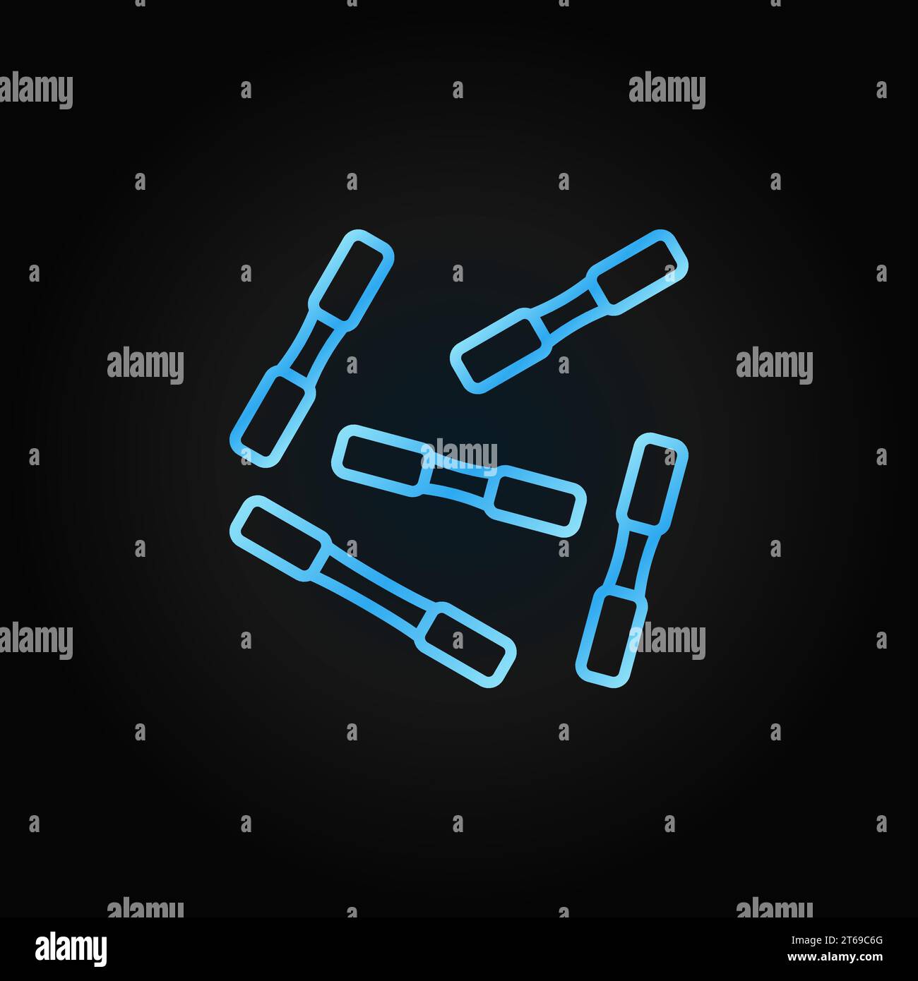 Bakterielles Vektorkonzept blaues Symbol oder Logo-Element in dünner Linie auf dunklem Hintergrund Stock Vektor