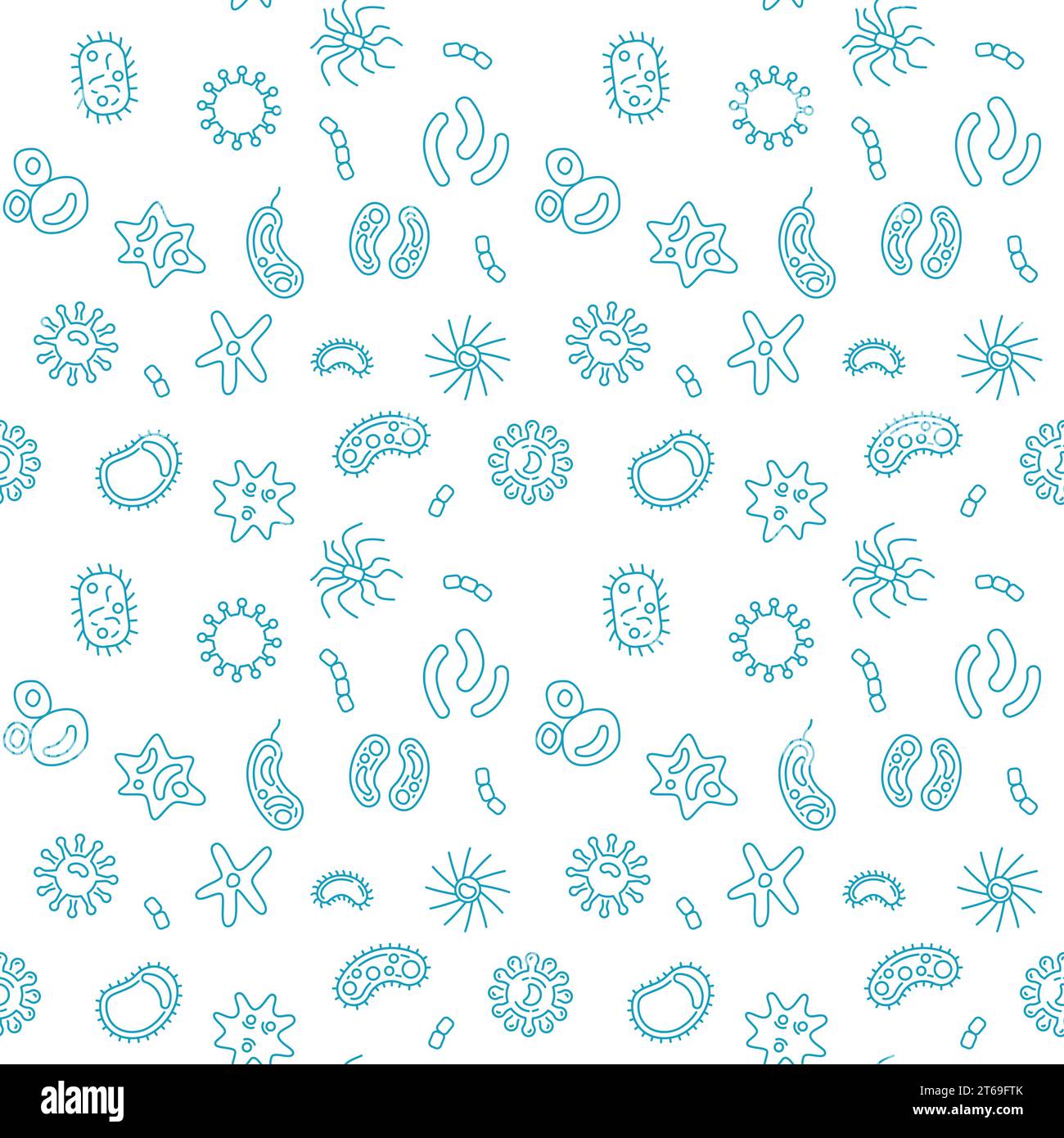 Bakteriumvektor nettes nahtloses Muster oder Hintergrund in dünner Linie Stil Stock Vektor