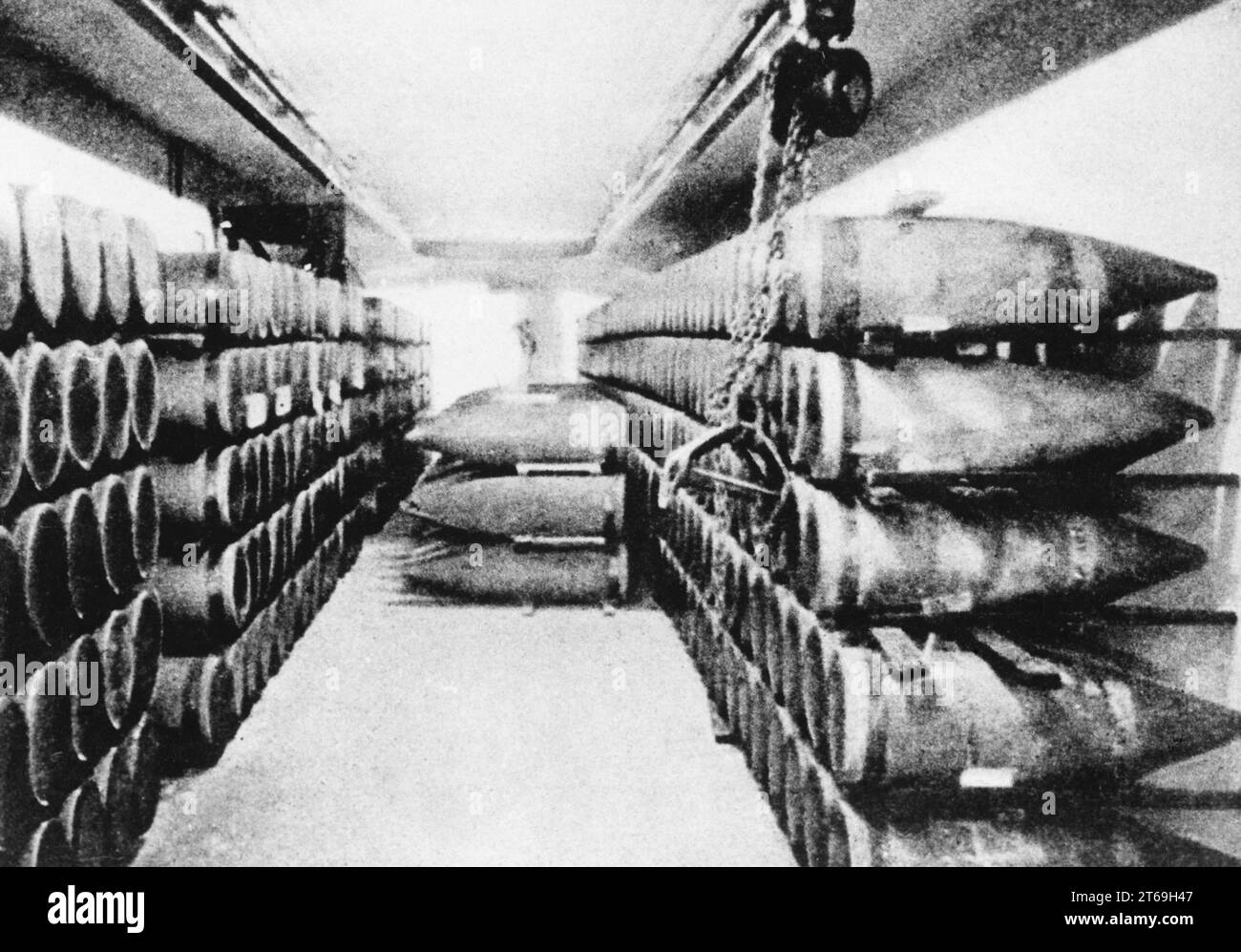 Munitionsvorrat einer amerikanischen Batterie auf Corregidor. [Automatisierte Übersetzung] Stockfoto