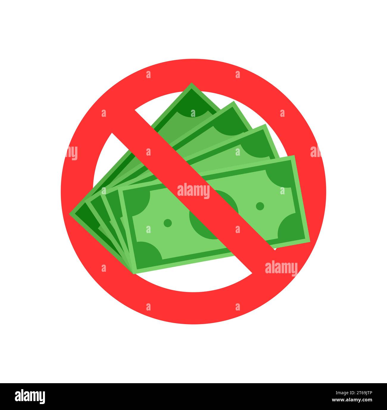 Verbotszeichen mit der Richtlinie „Bargeld für Non-Cash“ oder dem Finanzkonzept. Abbildung des Vektormaterials. Stock Vektor