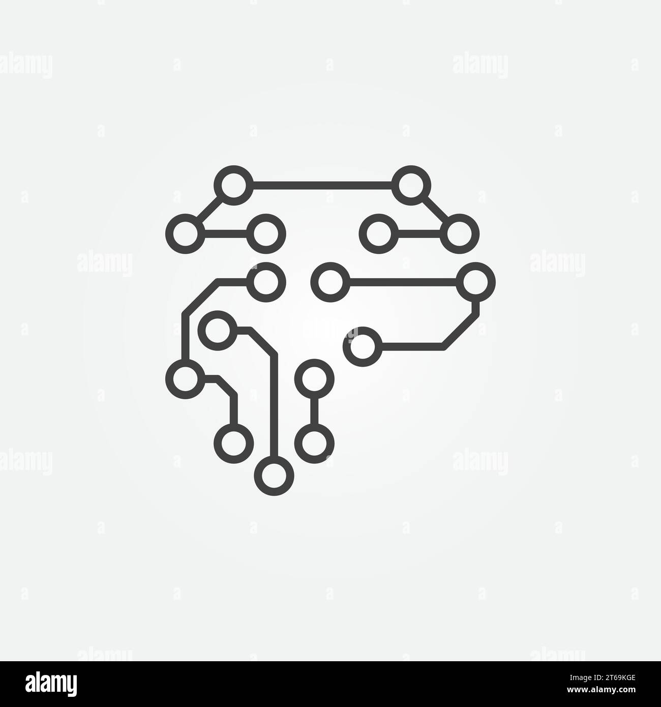 Menschliches Gehirn als Konzept für digitale Leiterplatten umreißen Symbol oder Logo-Element Stock Vektor