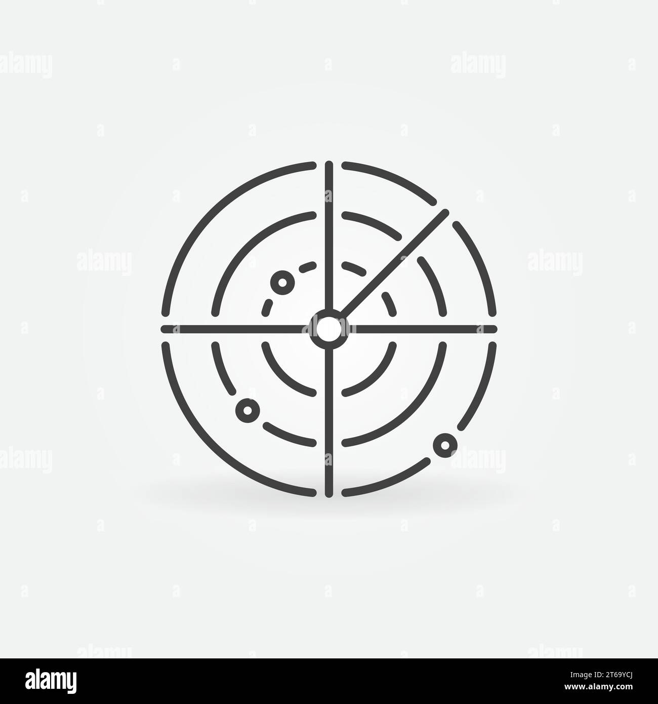 Radar- oder Radiowellendetektionssystem Linearvektorkonzept Rundsymbol Stock Vektor