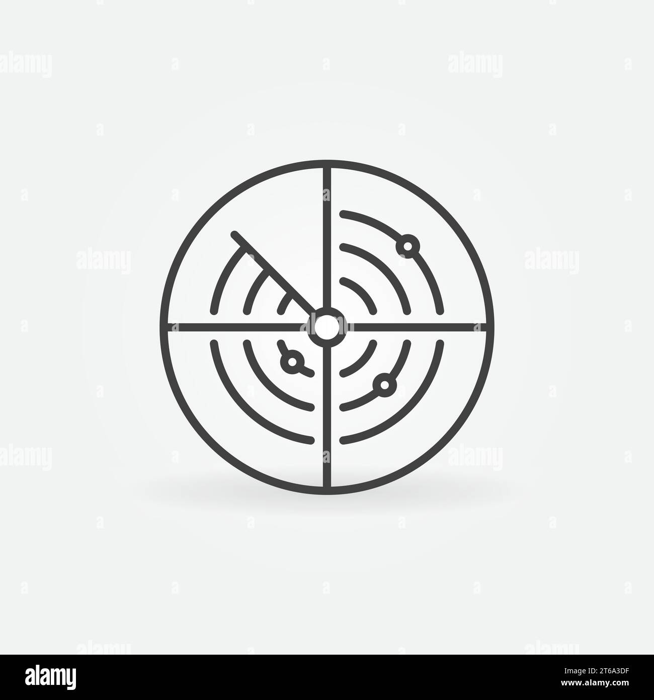 Positionssymbol militärisches Suchsystem. Radarvektorkonzept rundes Zeichen im Umrissstil Stock Vektor