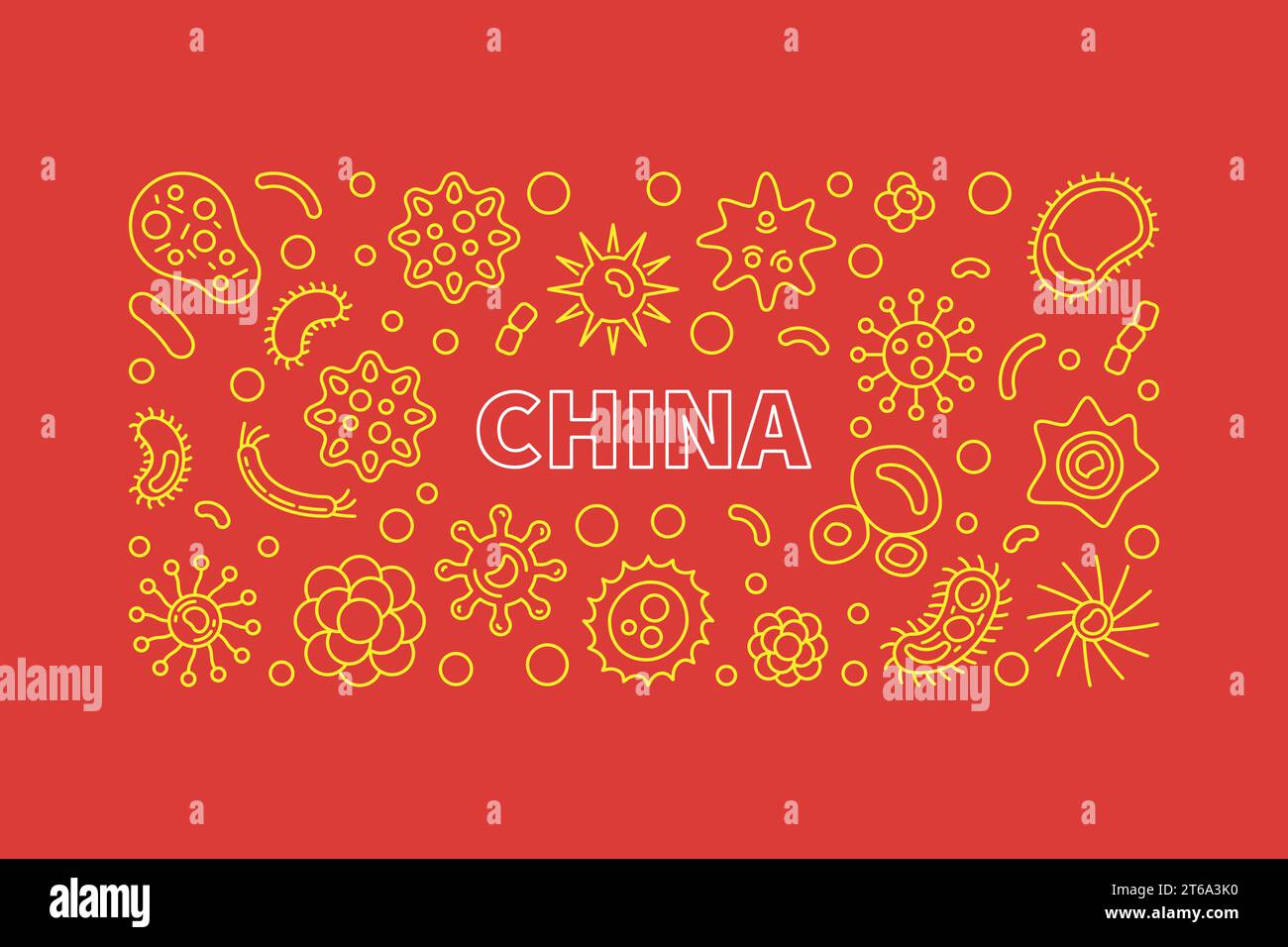 China Virus oder Coronavirus Vektor Konzept kreative lineare horizontale Illustration oder Banner Stock Vektor