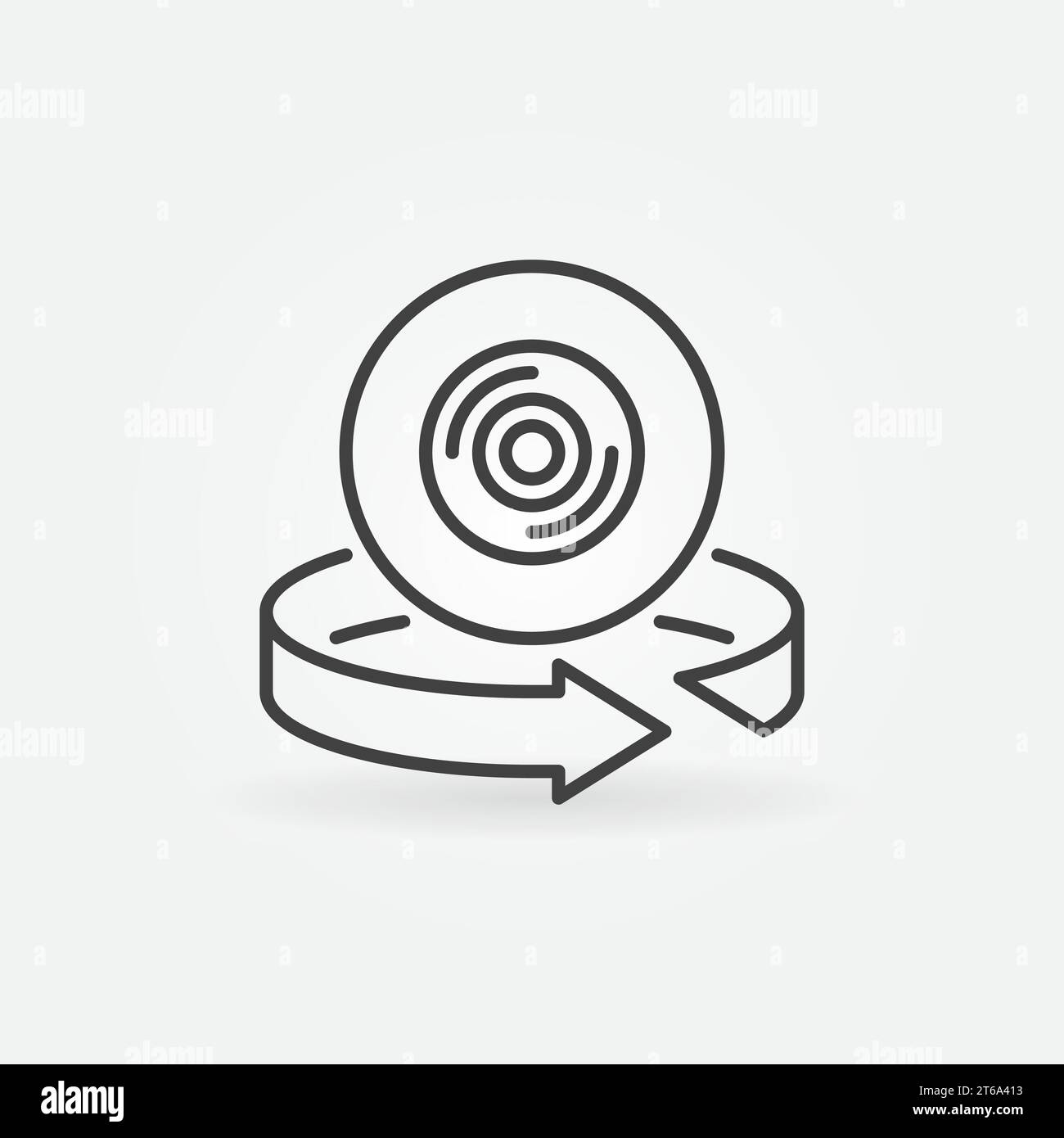 360 Kamera mit Pfeilvektorsymbol oder Symbol im Konturstil Stock Vektor