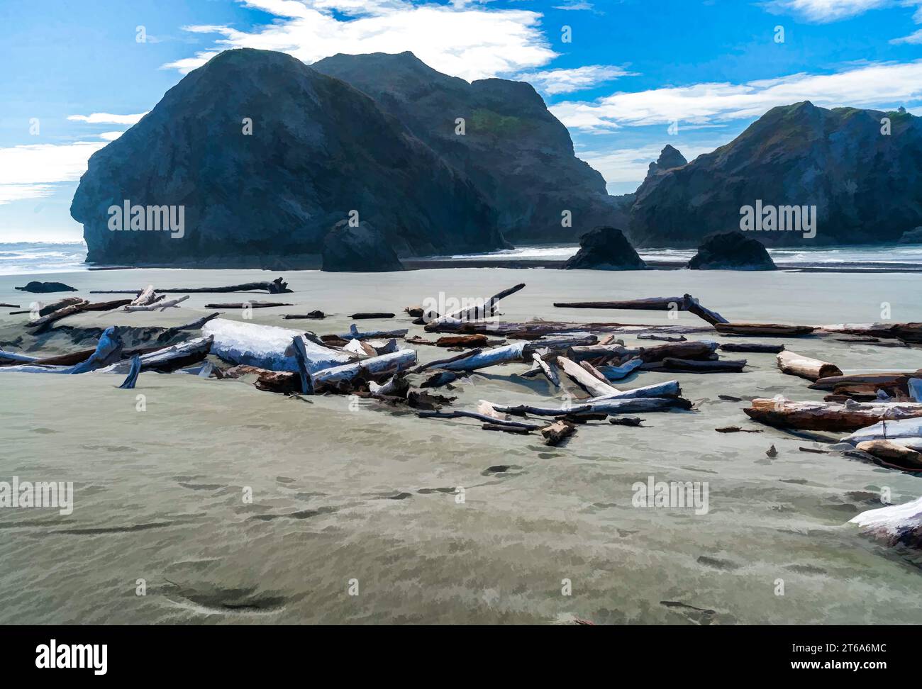 Ein Blick auf die Felsformationen am Meyers Creek Beach im Bundesstaat Oregon. Stockfoto