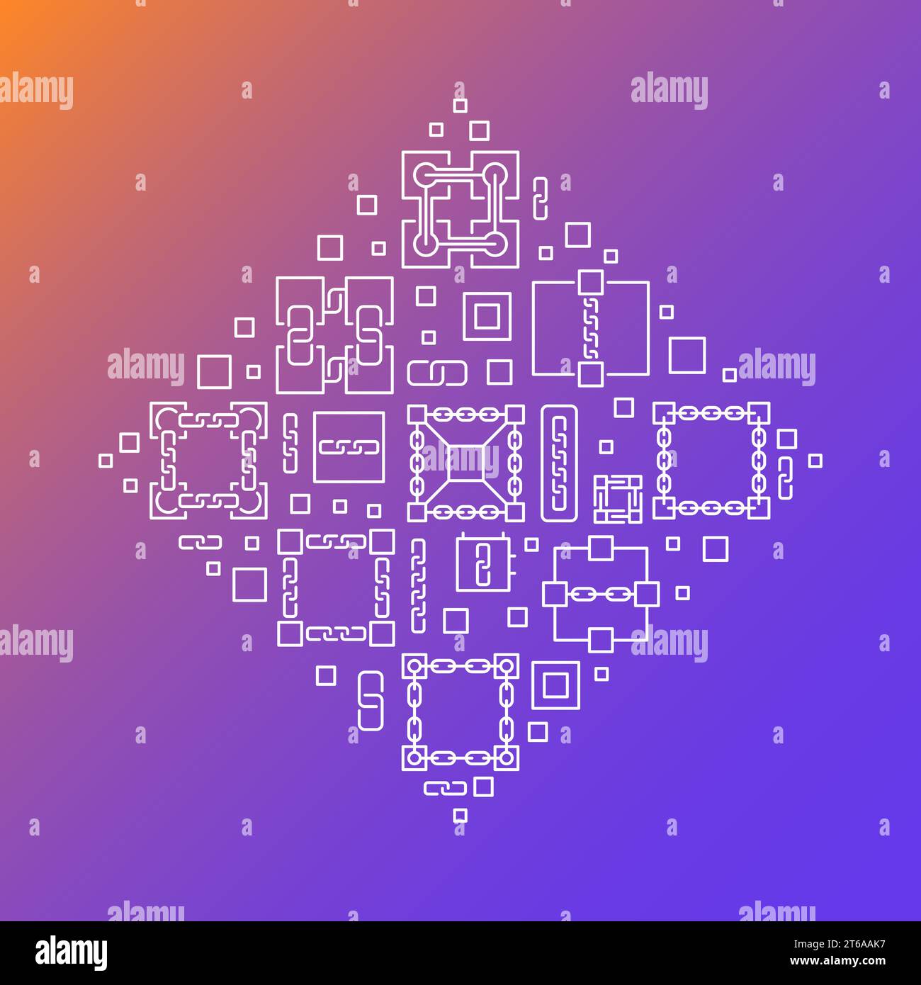 Blockchain Konzept Vektor lineare kreative Rautenform Illustration oder Banner Stock Vektor