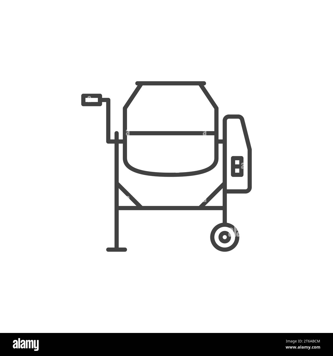 Kontursymbol für das Vektorkonzept des Betonmischers. Symbol für Mischzement auf weißem Hintergrund Stock Vektor