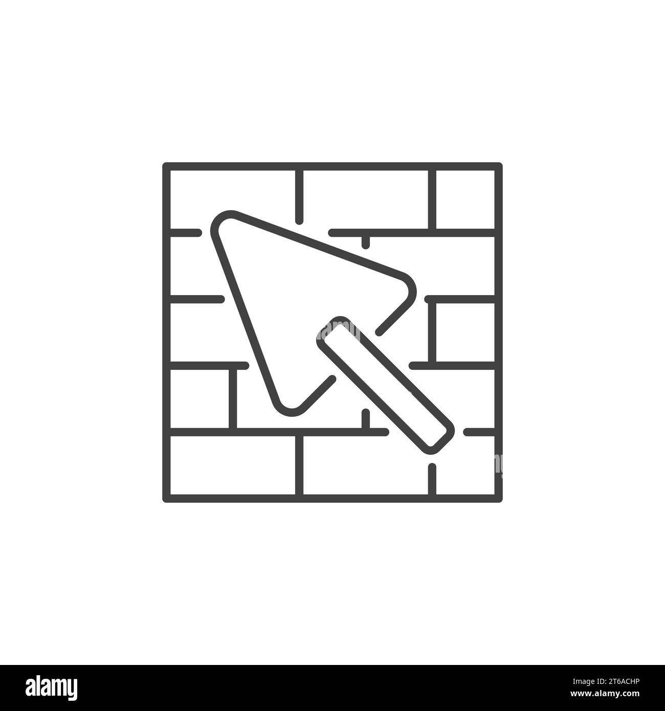 Kelle und Mauerwerk Vektor Konzept Symbol in dünner Linie Stil Stock Vektor