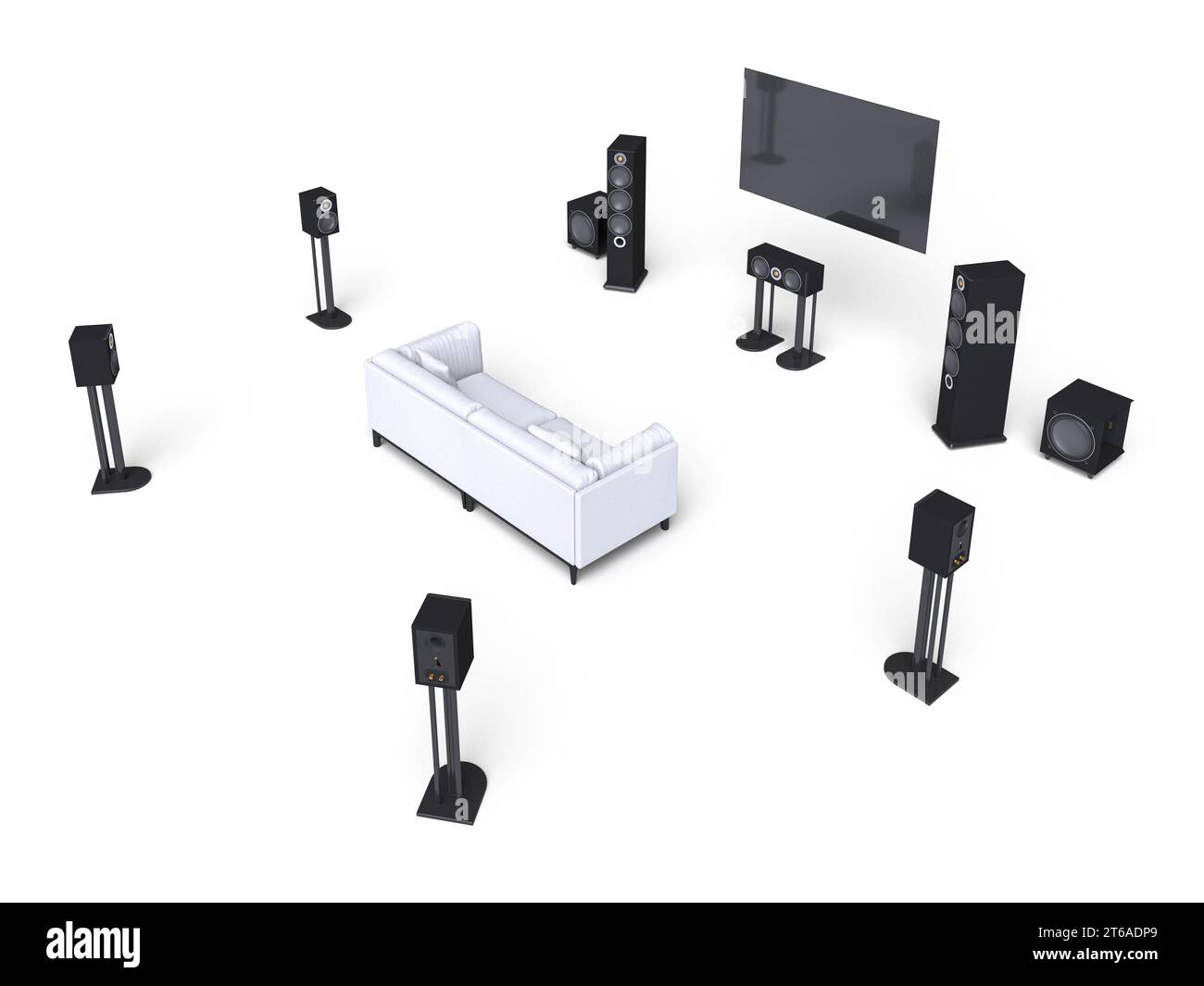 Home Entertainment-System auf weißem Hintergrund. 3D-Rendering Stockfoto