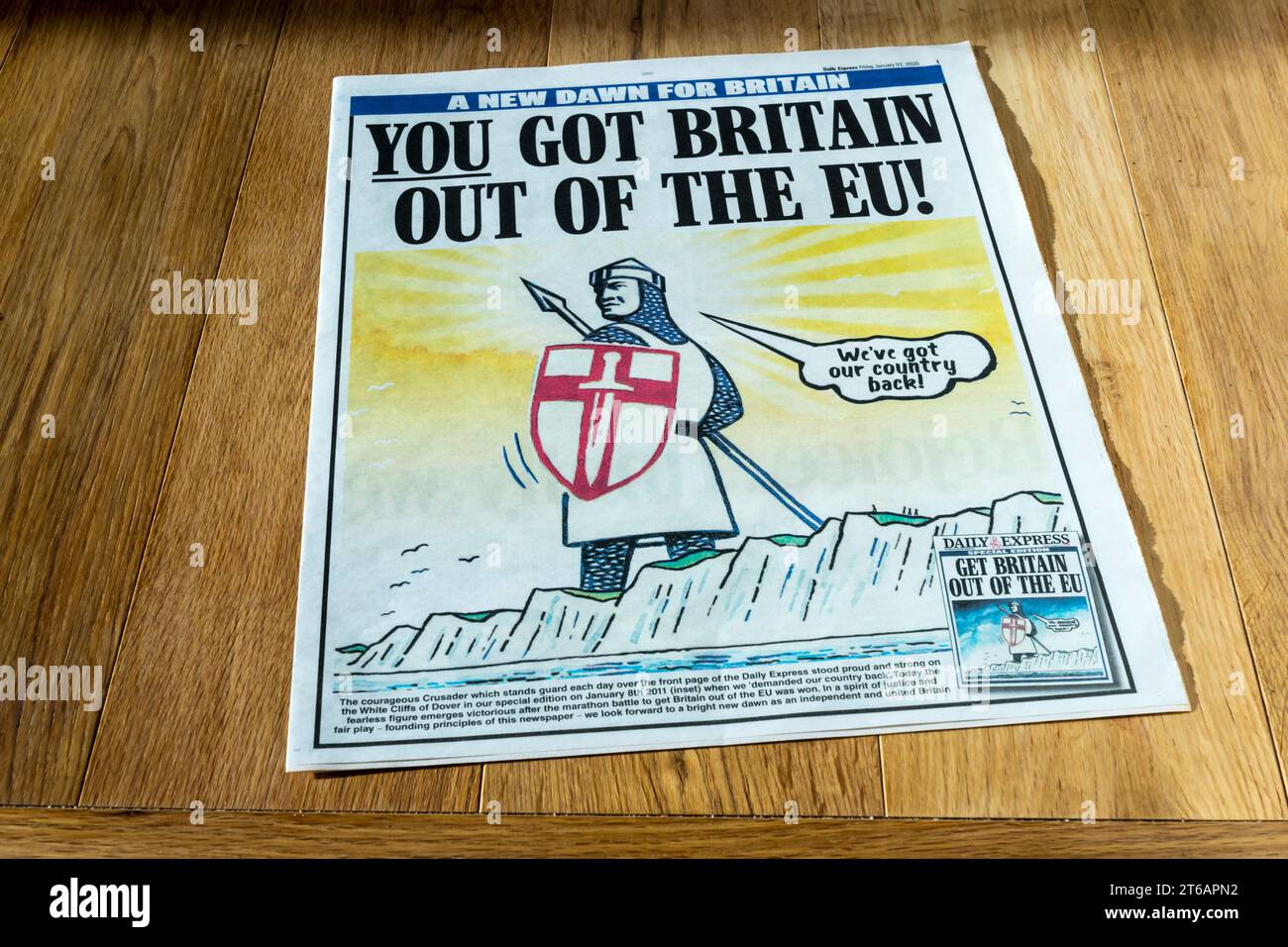 31. Januar 2020. Brexit Day Souvenir Supplement in der Daily Express Zeitung am Tag des Austritts Großbritanniens aus der EU. Stockfoto