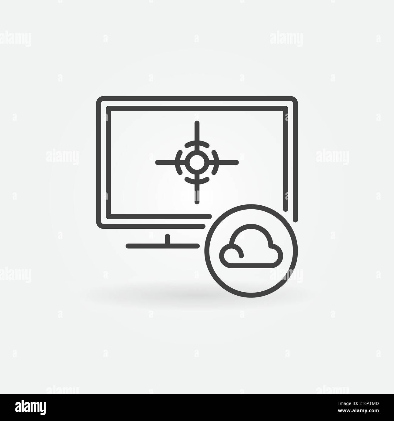 Cloud-Gaming auf Computer-Vektor-Konzeptsymbol oder Symbol in dünner Linie Stock Vektor