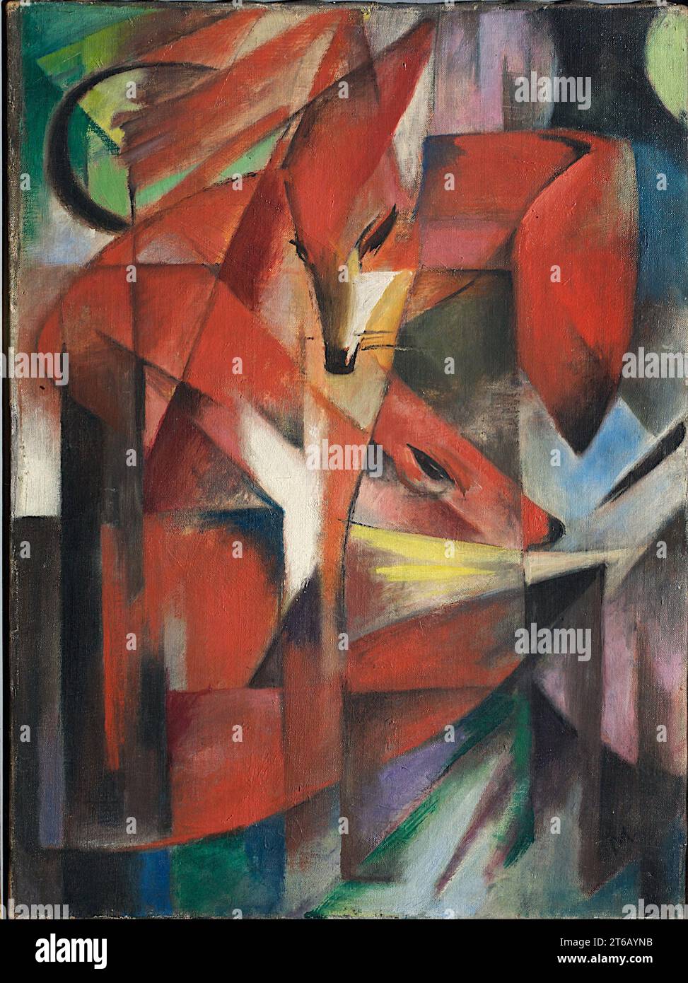 Titel: Die Füchse, 1913 (Öl auf Leinwand) Künstler: Franz Marc (1880-1916) / deutscher Ort: Museum Kunstpalast, Düsseldorf Medium: Öl auf Leinwand Datum: 1913 n. Chr. Stockfoto