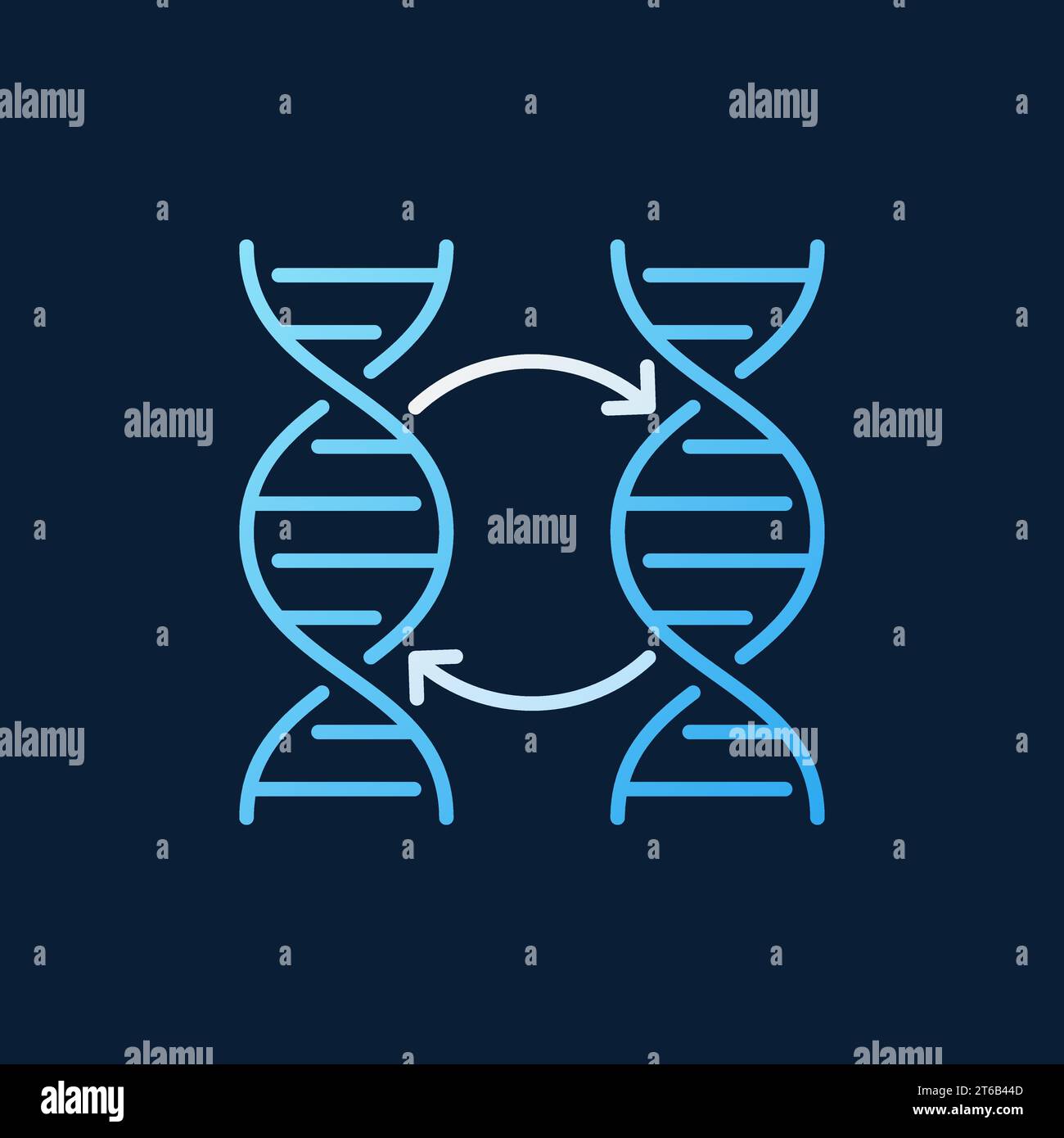 Zwei bunte DNA-Vektor-Symbol oder Logo-Element auf dunklem Hintergrund Stock Vektor