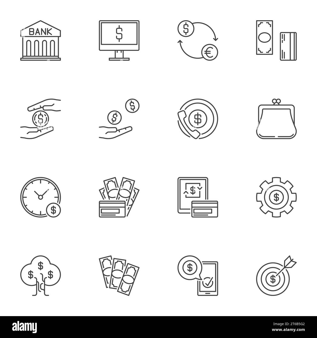 Money Concept Vektorsymbole oder Symbole in dünner Linie Stock Vektor