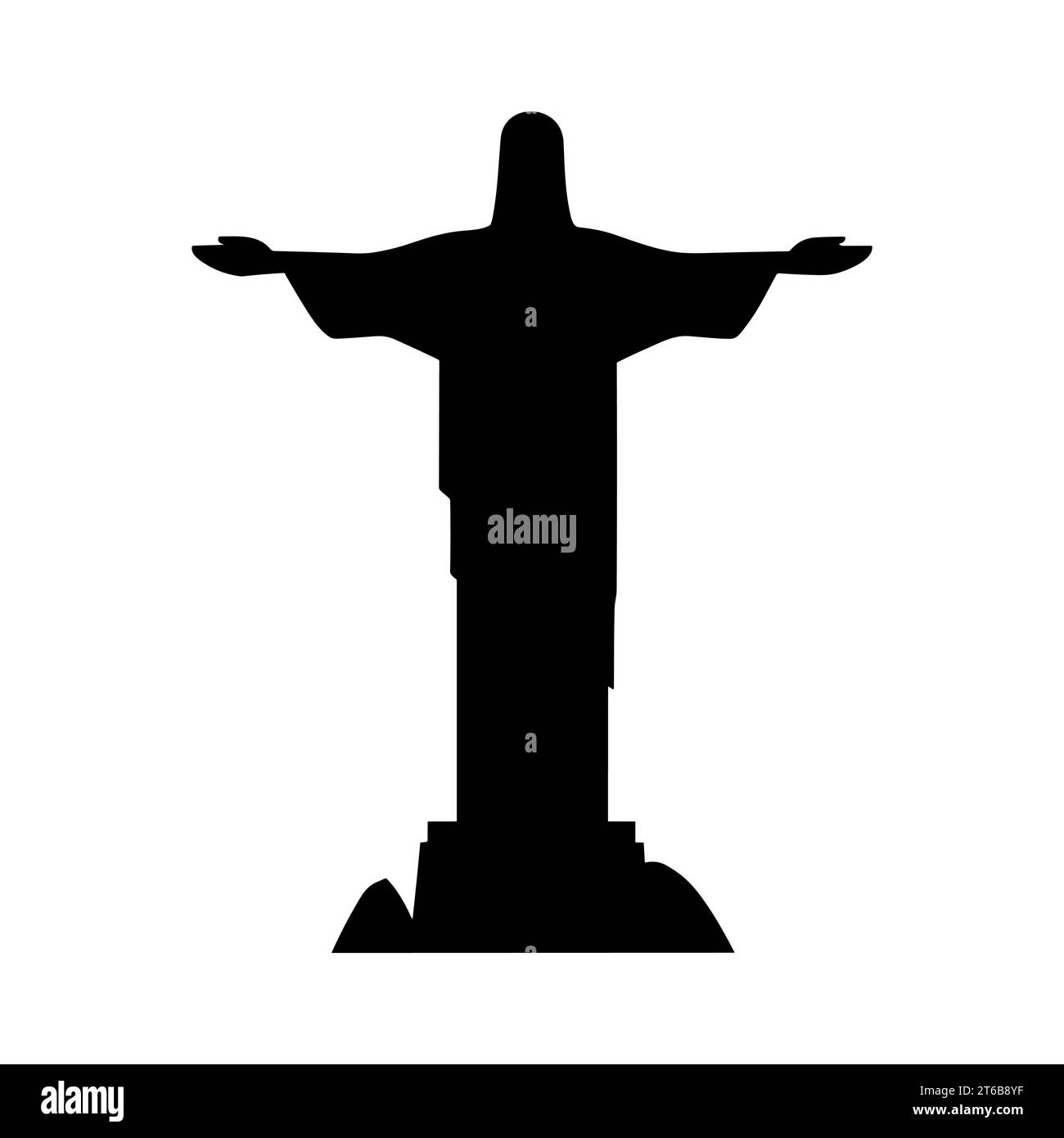 Christus der Erlöser Ikone. Schwarze Silhouette der Christusstatue, ein berühmtes Wahrzeichen von Rio de Janeiro, Brasilien. Vektorabbildung Stock Vektor