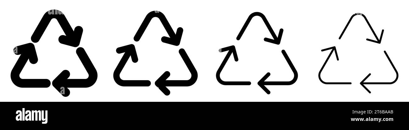 Symbolsatz für Recycling. Sammlung universeller Recycling-Symbole in flacher linearer Ausführung. Vektorabbildung Stock Vektor