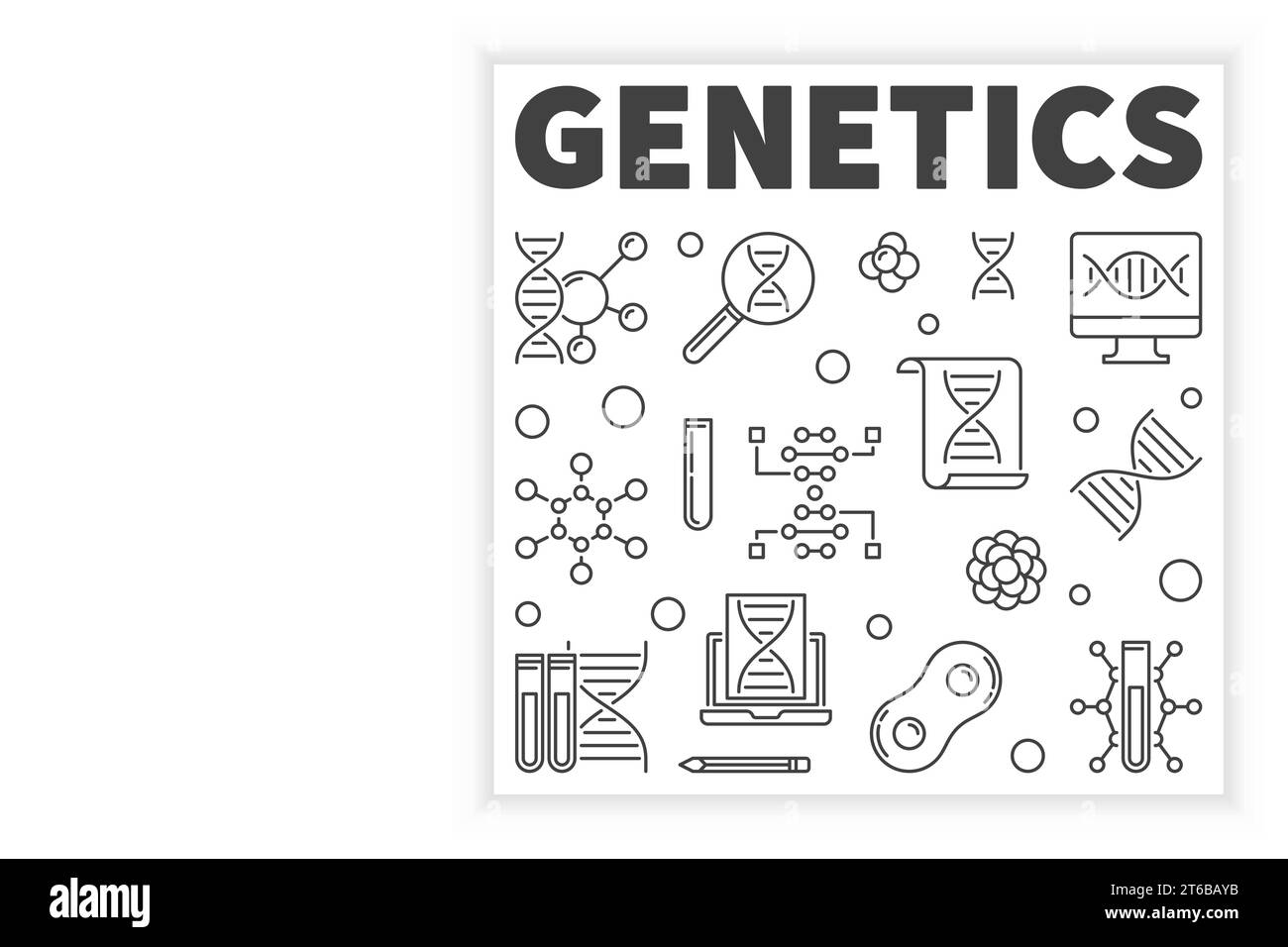 Vector Genetics modernes Konzept quadratisches Designelement oder Banner im Umrissstil Stock Vektor