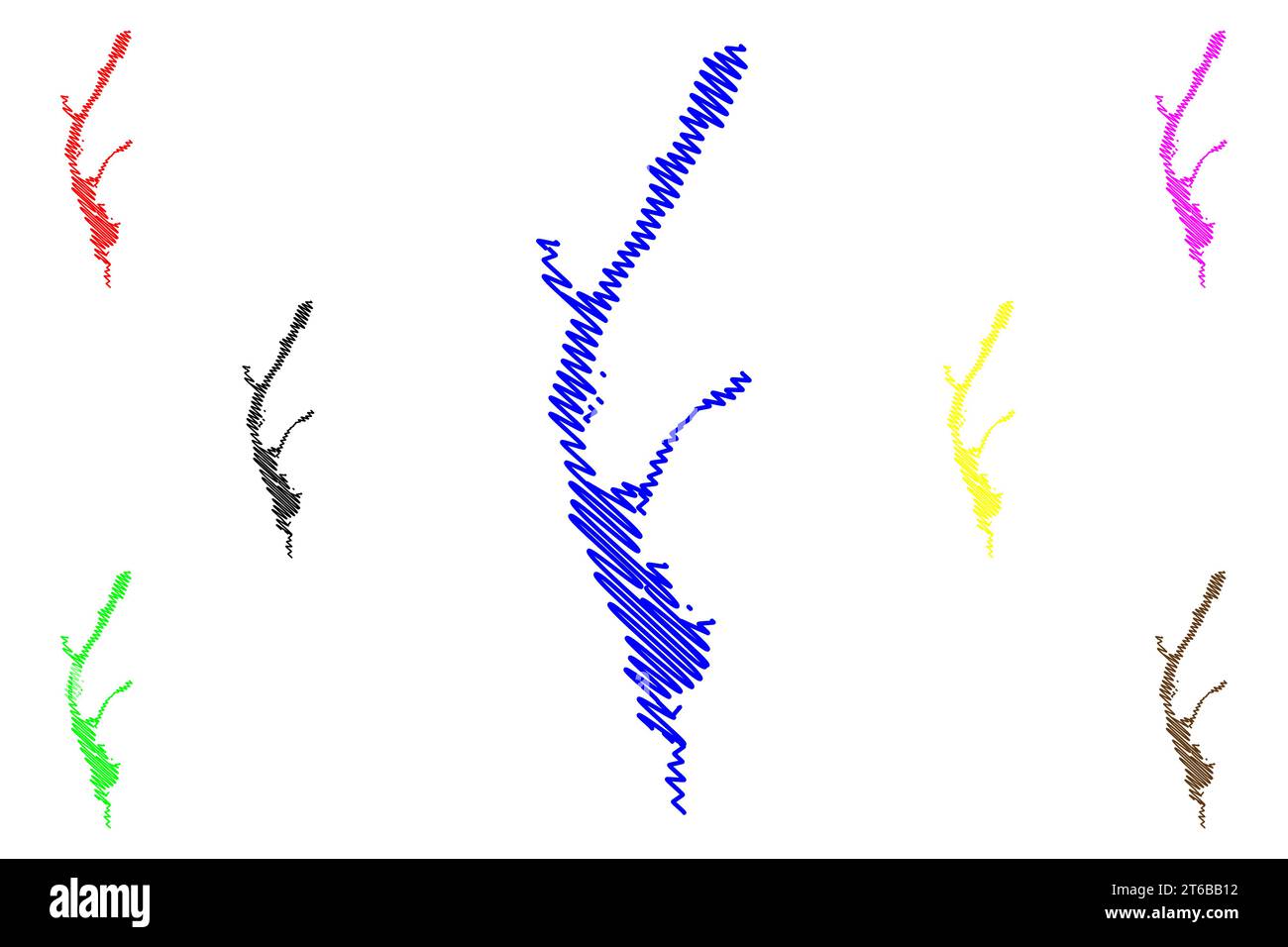 Lake Memphremagog (Kanada, USA, Nordamerika, USA) Karte Vektordarstellung, Scribble Sketch Lac Memphrémagog Karte Stock Vektor